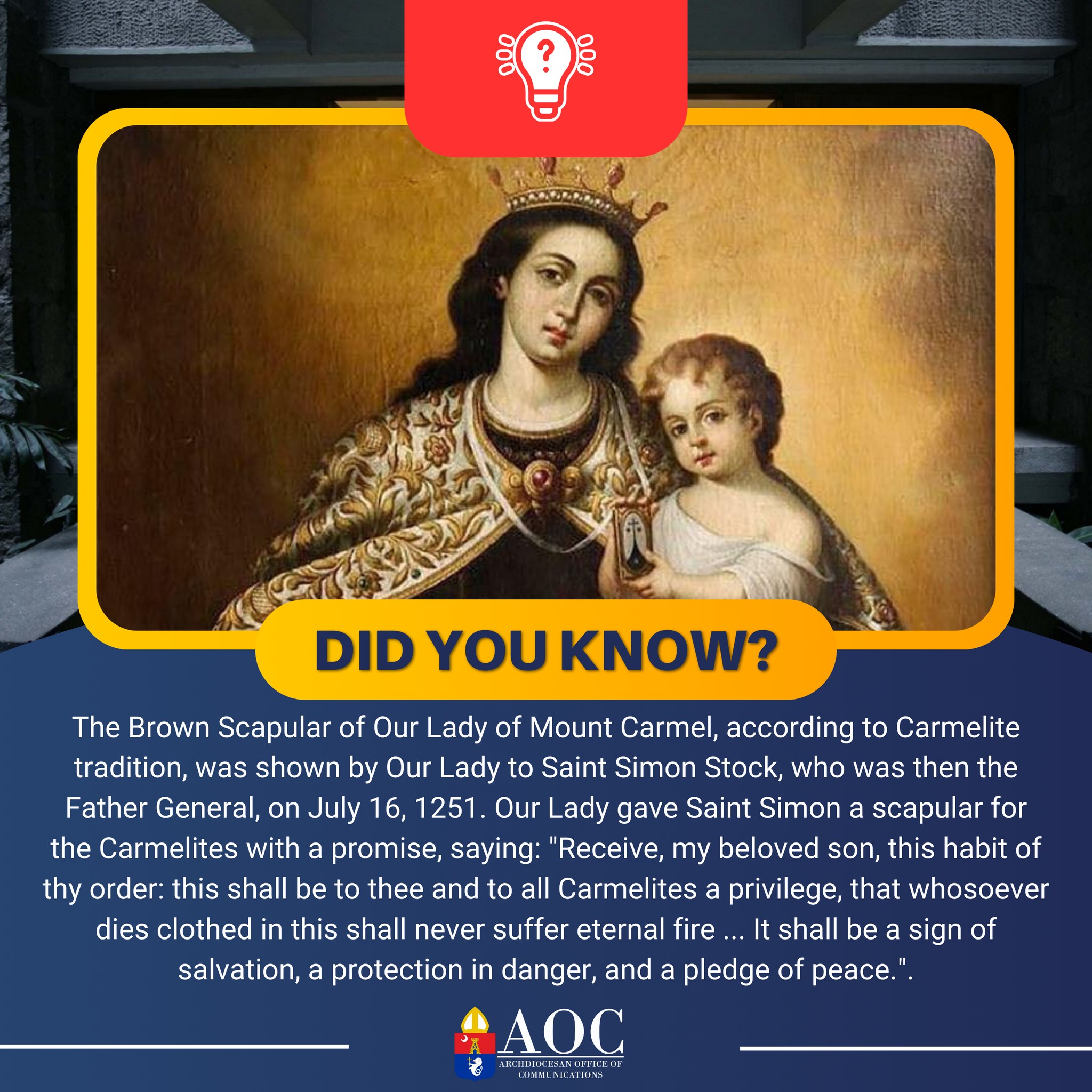 The Roman - DID YOU KNOW? || The Brown Scapular of Our Lady of Mount ...