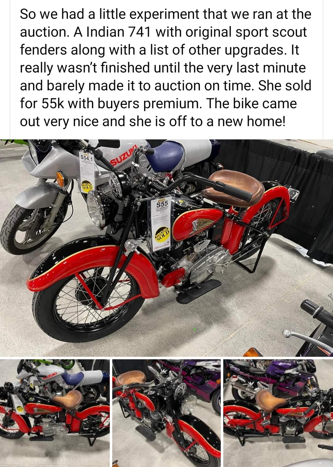 Although this Indian motorcycle is rare, its failure to sell at