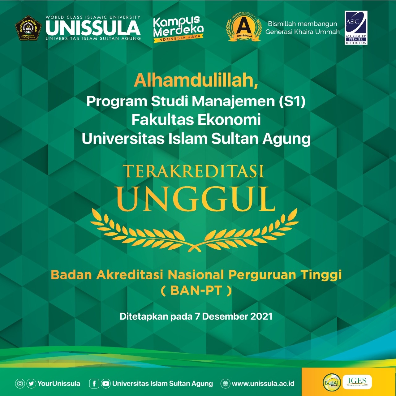 Universitas Islam Sultan Agung - Selamat dan Sukses, Prodi S1 Manajemen ...