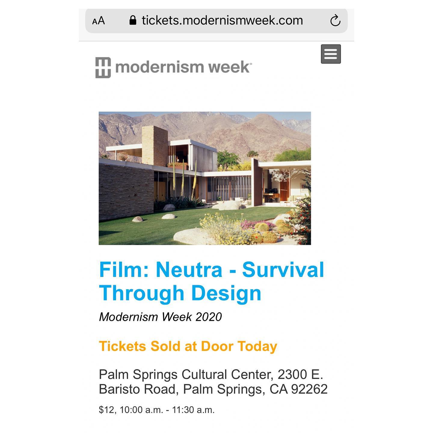 SUN 16 FEB - 10 AM: “NEUTRA: SURVIVAL THROUGH DESIGN” RETURNS to PALM ...