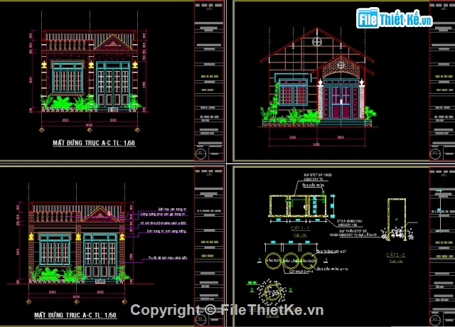 Bản vẽ CAD nhà 1 tầng cấp 4 kích thước 5x15m ( kiến trúc, kết cấu) Link ...