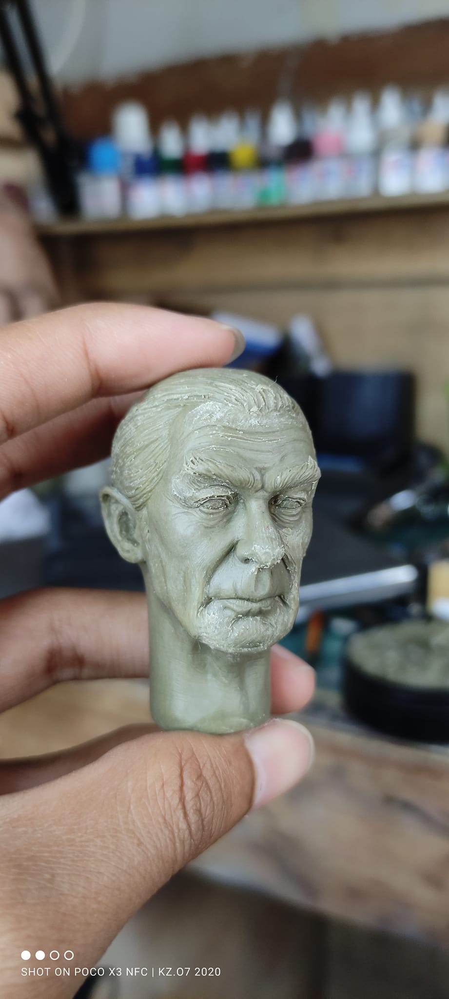 Hand sculpted 1/6 scale head with Tamiya enamel and Vallejo paint