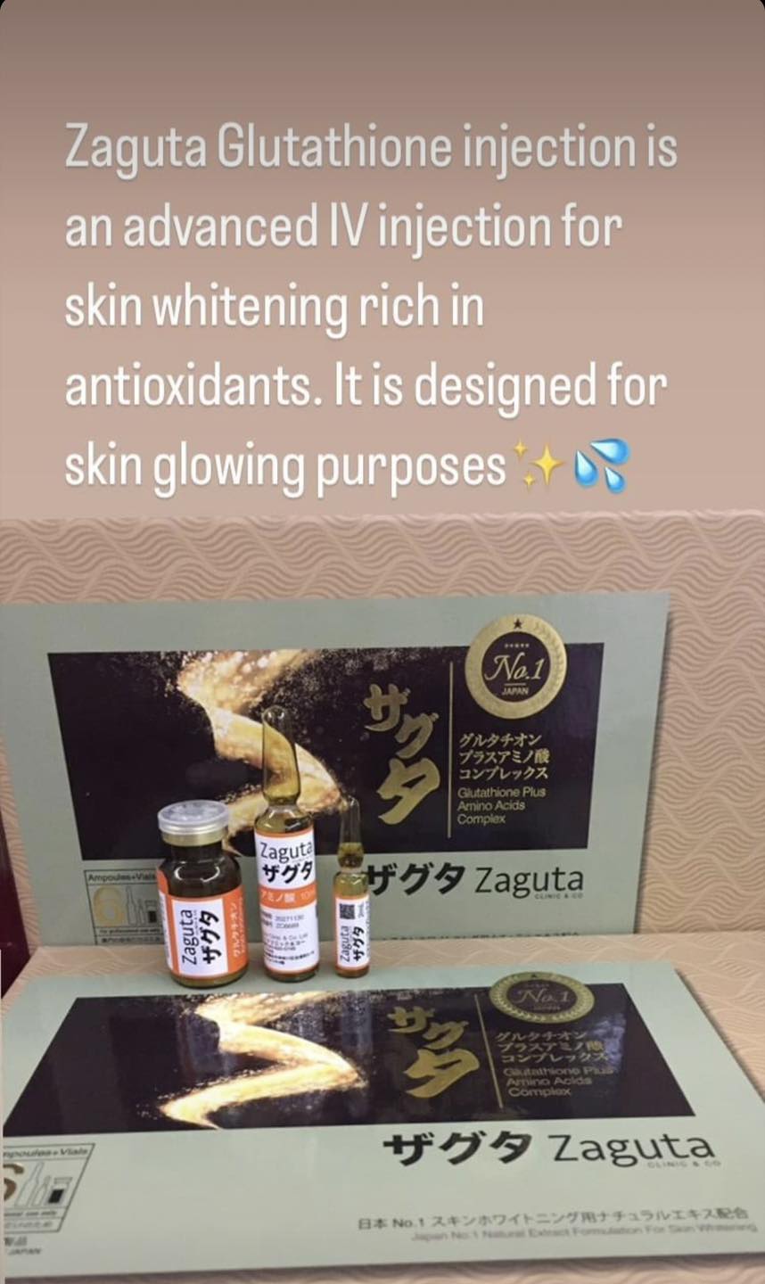 zaguta glutathione japan 💧Zaguta Drip Set💧 ✨BENEFITS: - Whitening - Anti-aging - Skin firming/Collagen - Skin glowing The secret ingredient to age: 35+ Size:10 Count (pack of 1)