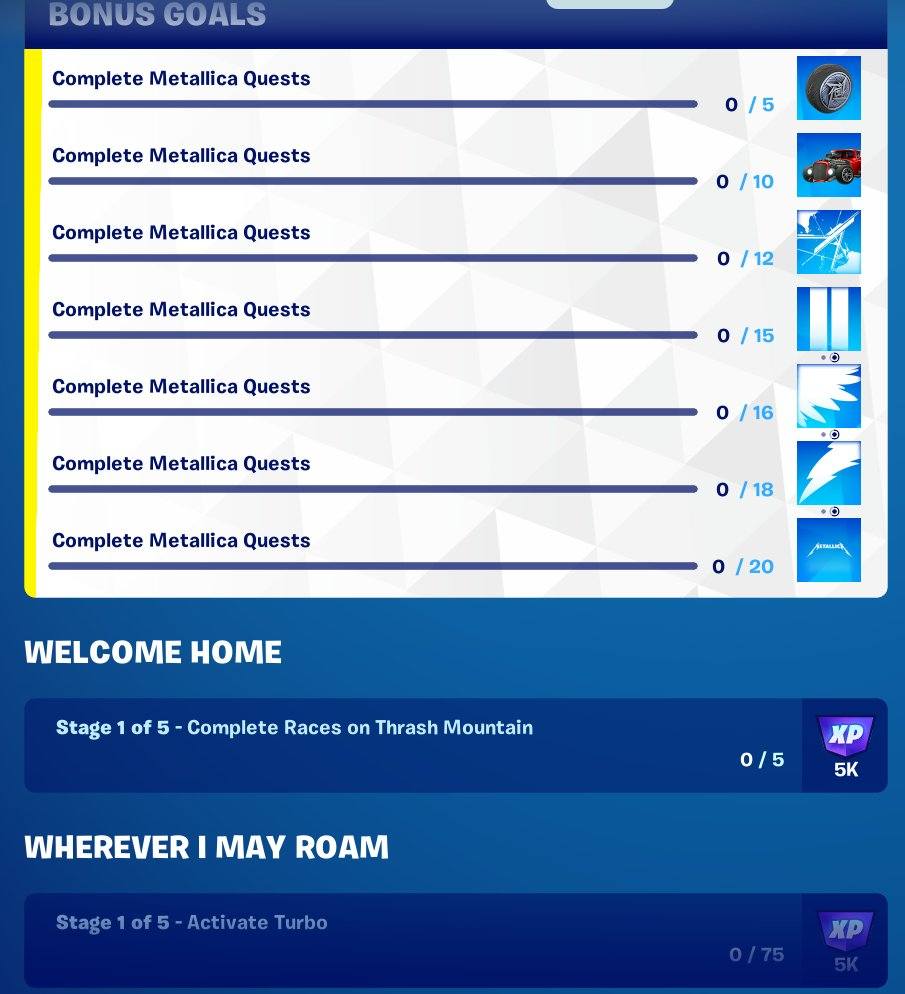 PeekNsneek - The Metallica: Rocket Racing #Fortnite Quests...