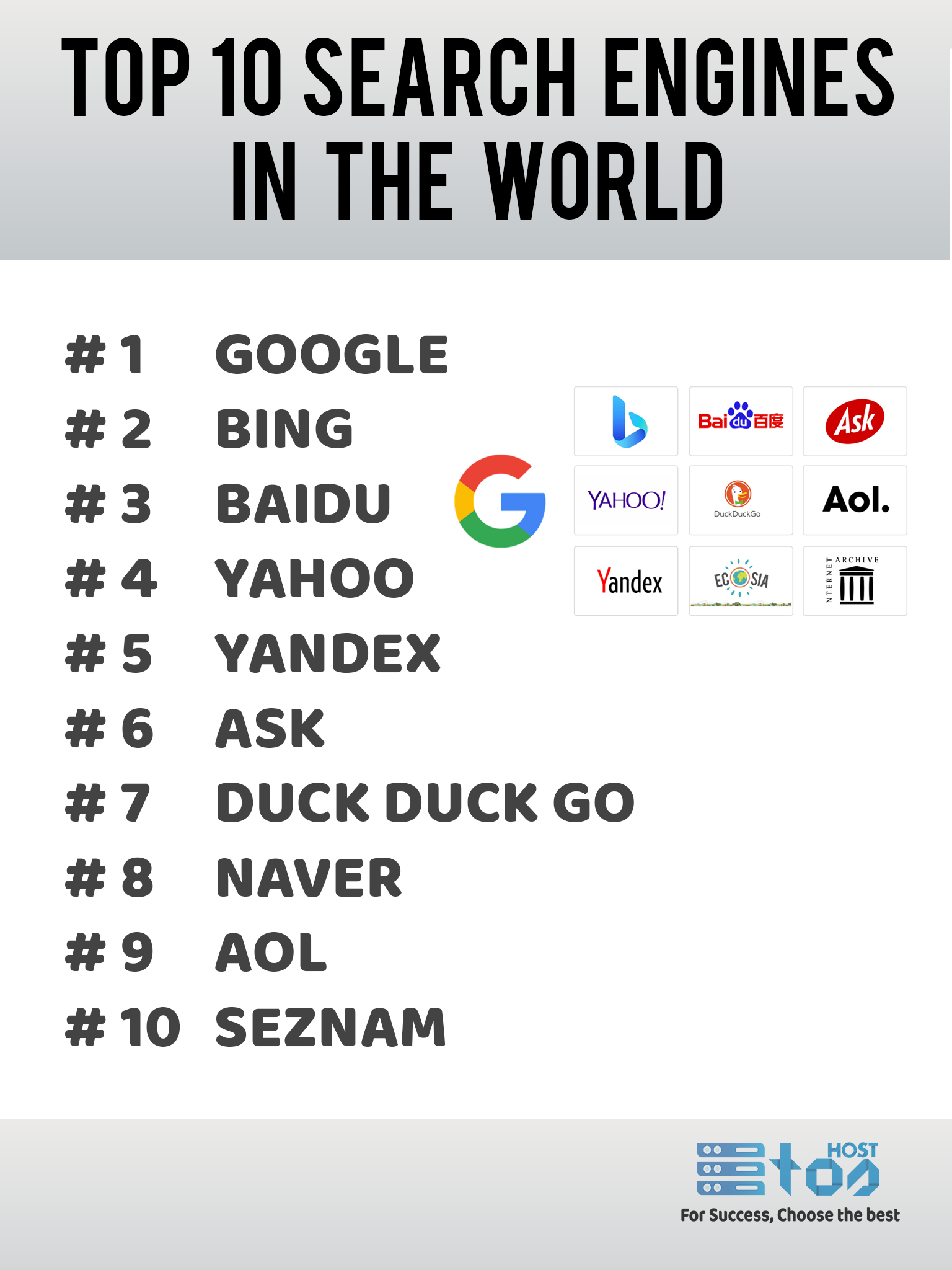 Toshost - Here is the Top 10 SEARCH ENGINES in the world! 