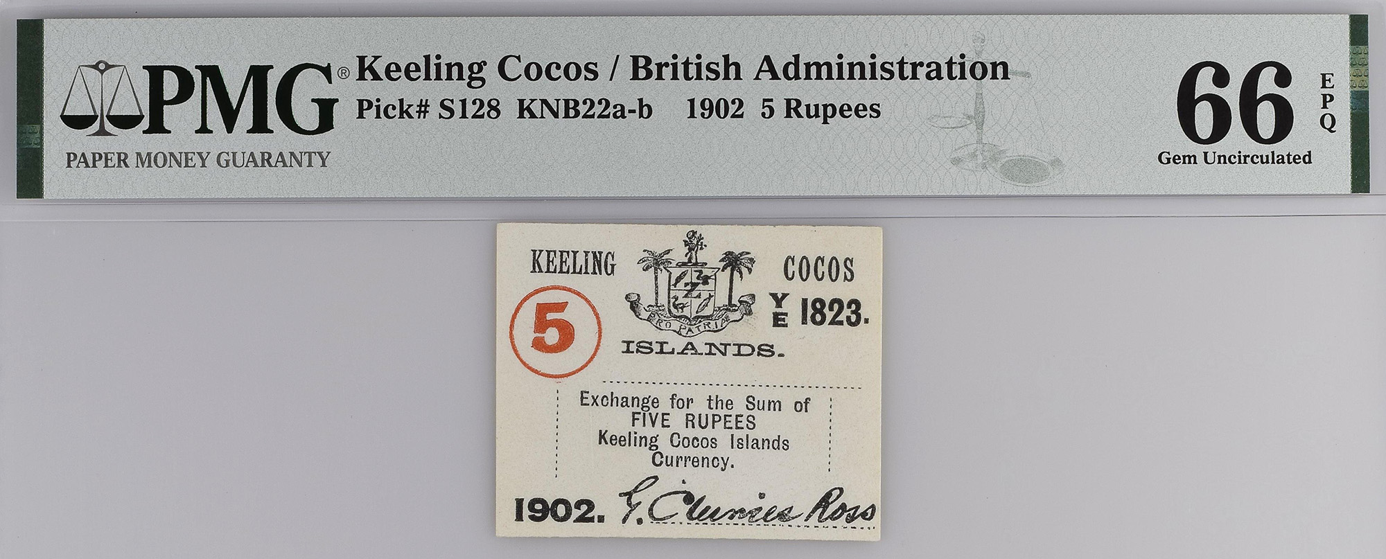 準未　英領ココス(キーリング)諸島　1902年　1/10ルピー 準未 英領ココス(キーリング)諸島 1902年 1/10ルピー 準未 英領ココス