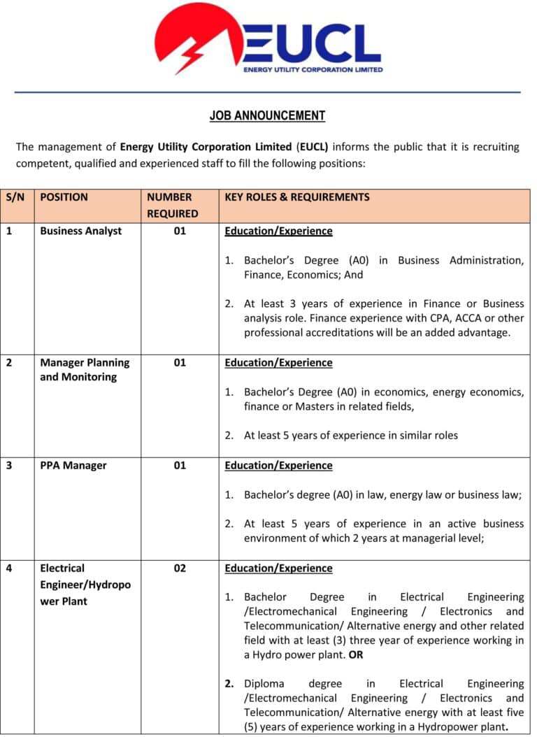 Imvaho Nshya - EUCL: Job Announcement for different... | Facebook