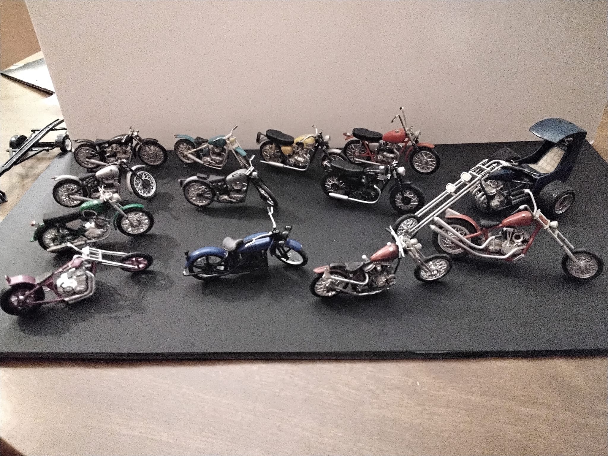 Scale model motorcycle collection including Revell and AMT bikes
