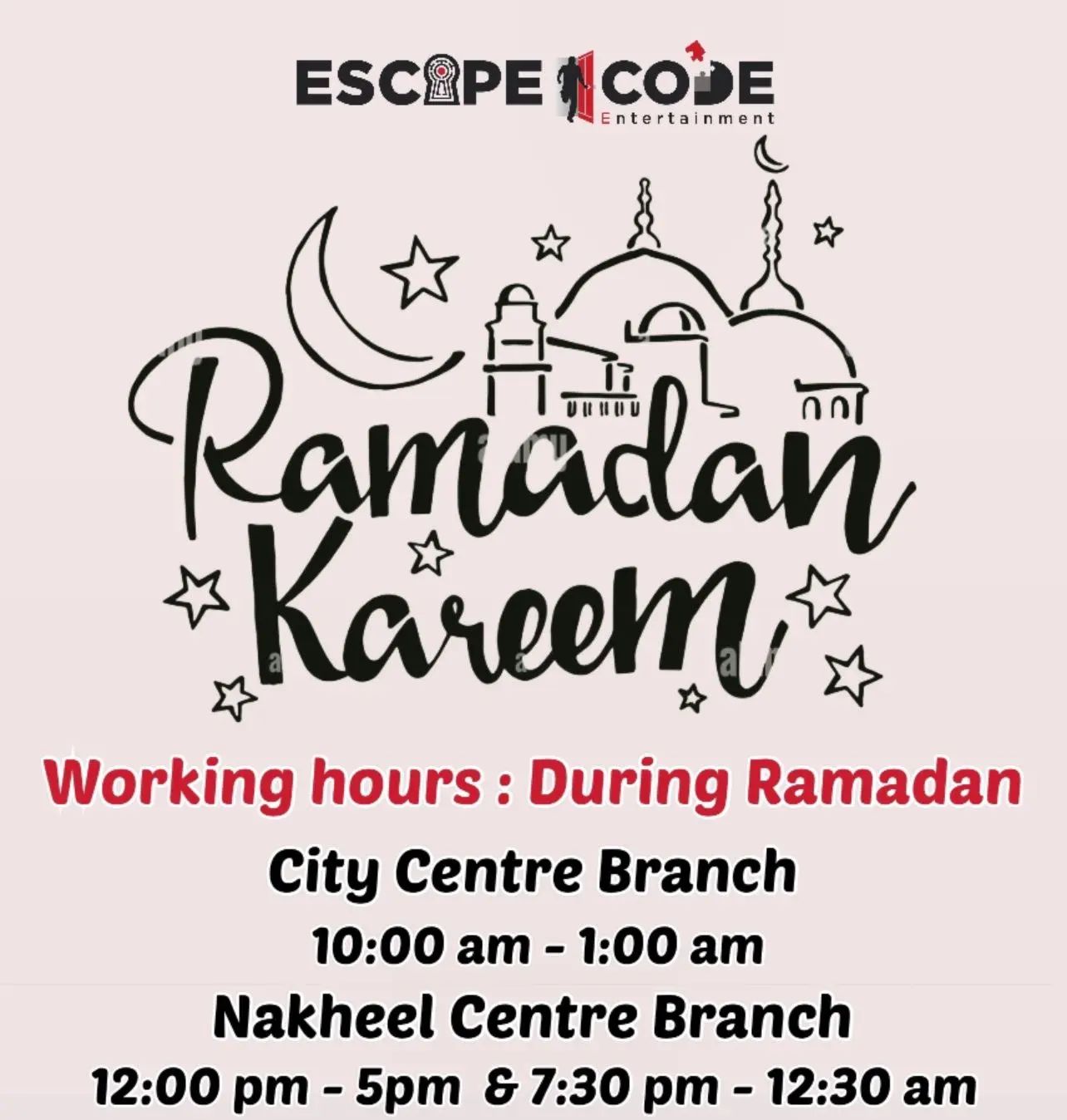 Escape Code - Our escape hours during the holy month of... | Facebook