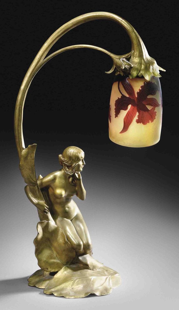 Maurice Dufrene's Art Nouveau table lamp circa 1900