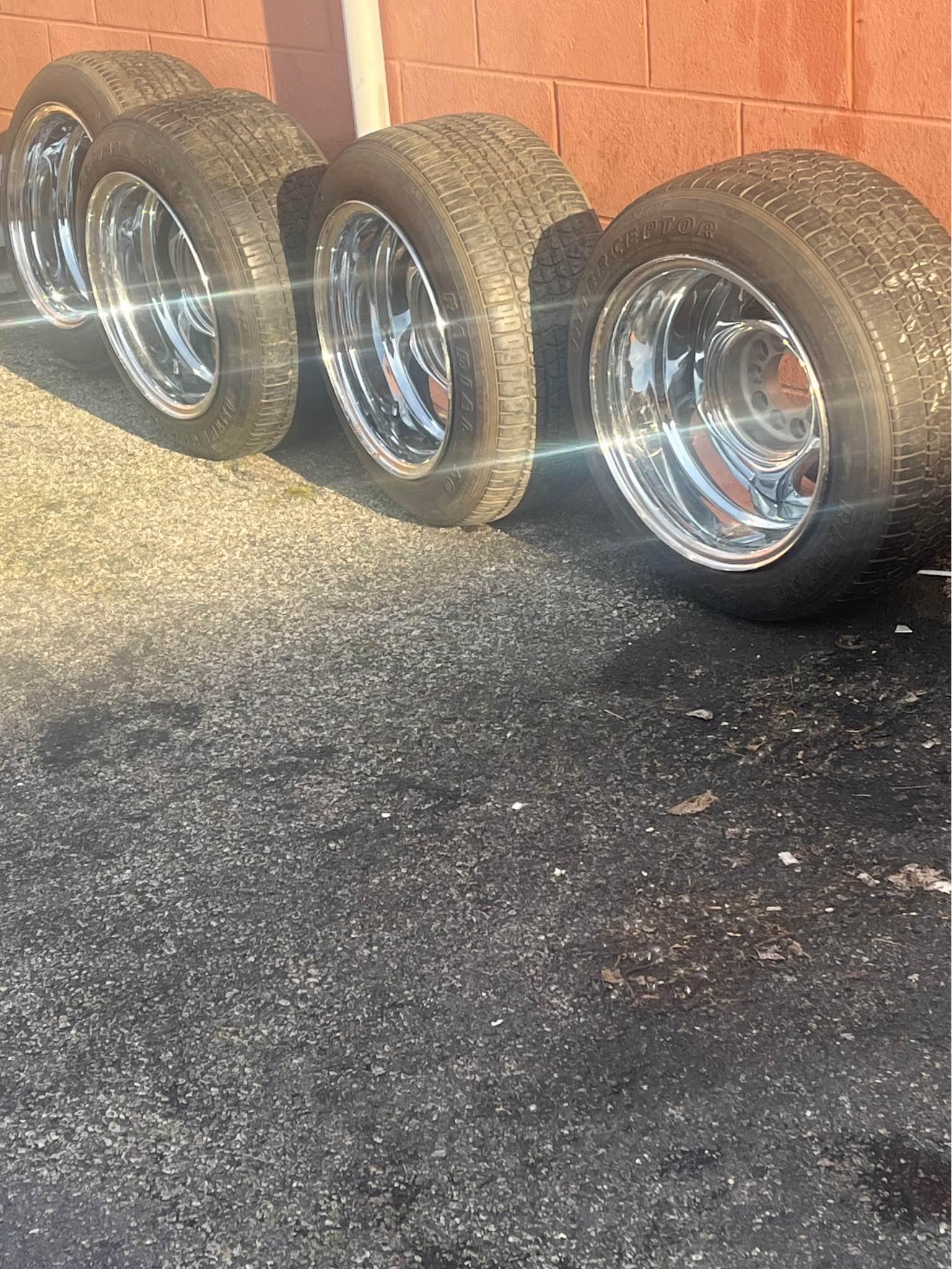 4 RIMS With TIRES universal deep dish no caps radial 50 p225/50 R15 ...