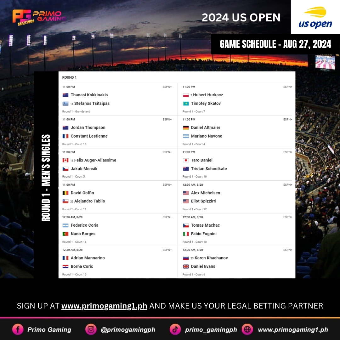 Primo Gaming - 🎾 US Open 2024 - Round 1 Continues! 🎾 The... | Facebook