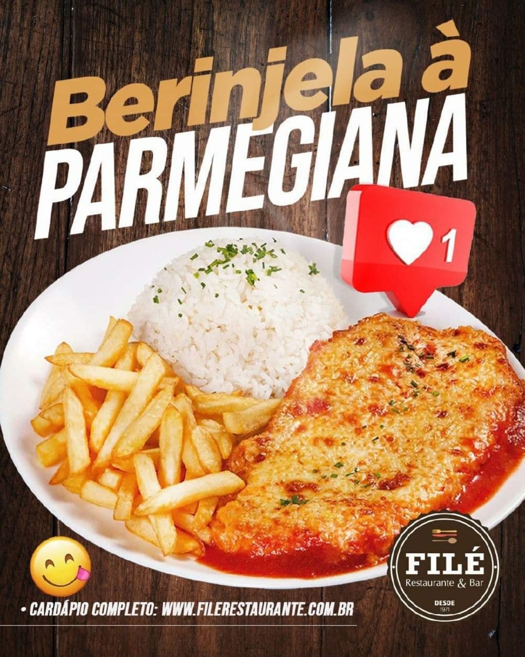FILÉ Restaurante & Bar - 🥘 Berinjela à Parmegiana, arroz branco e ...