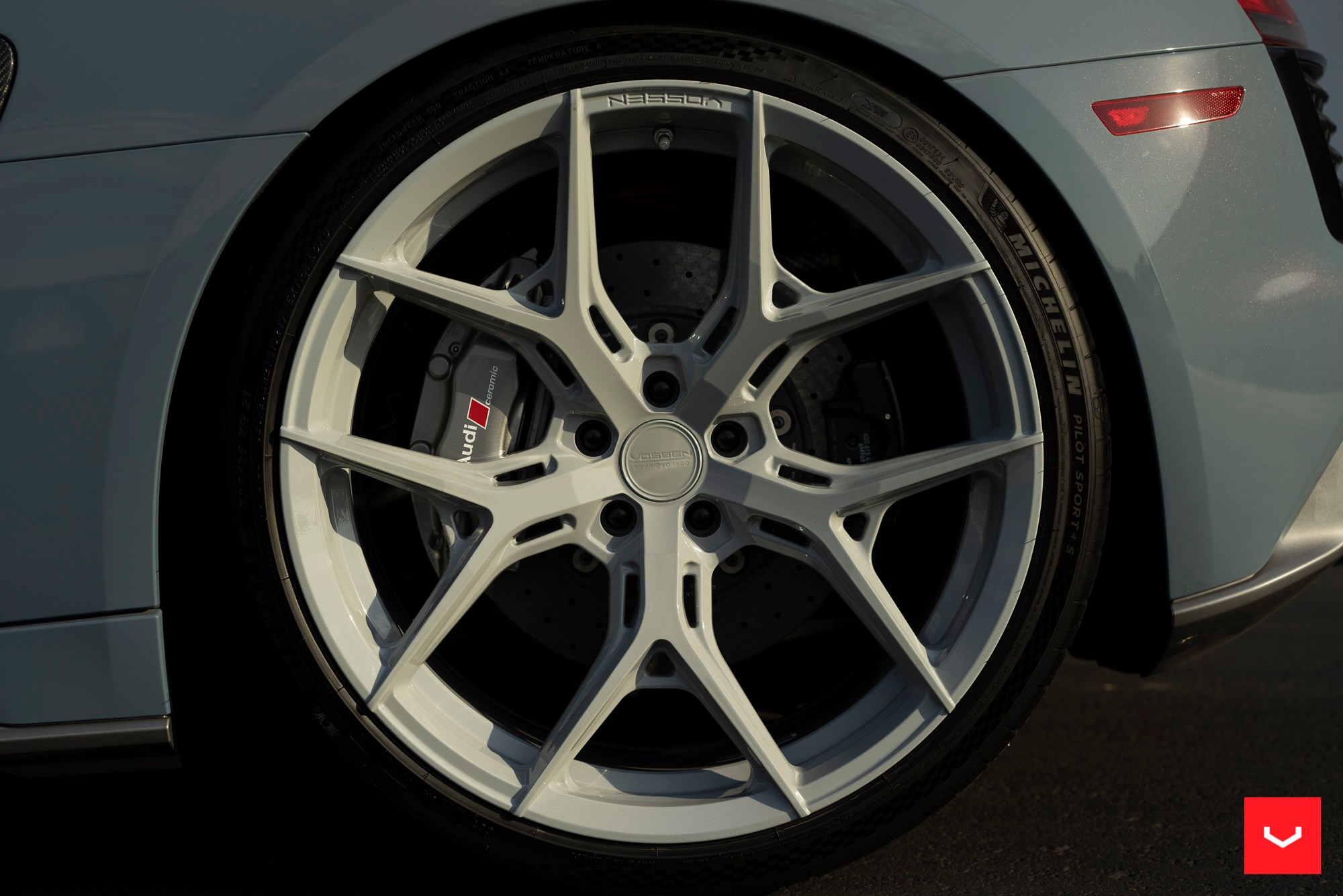 Audi #R8 equipped with our #Vossen HF-5 wheels in a custom finish
