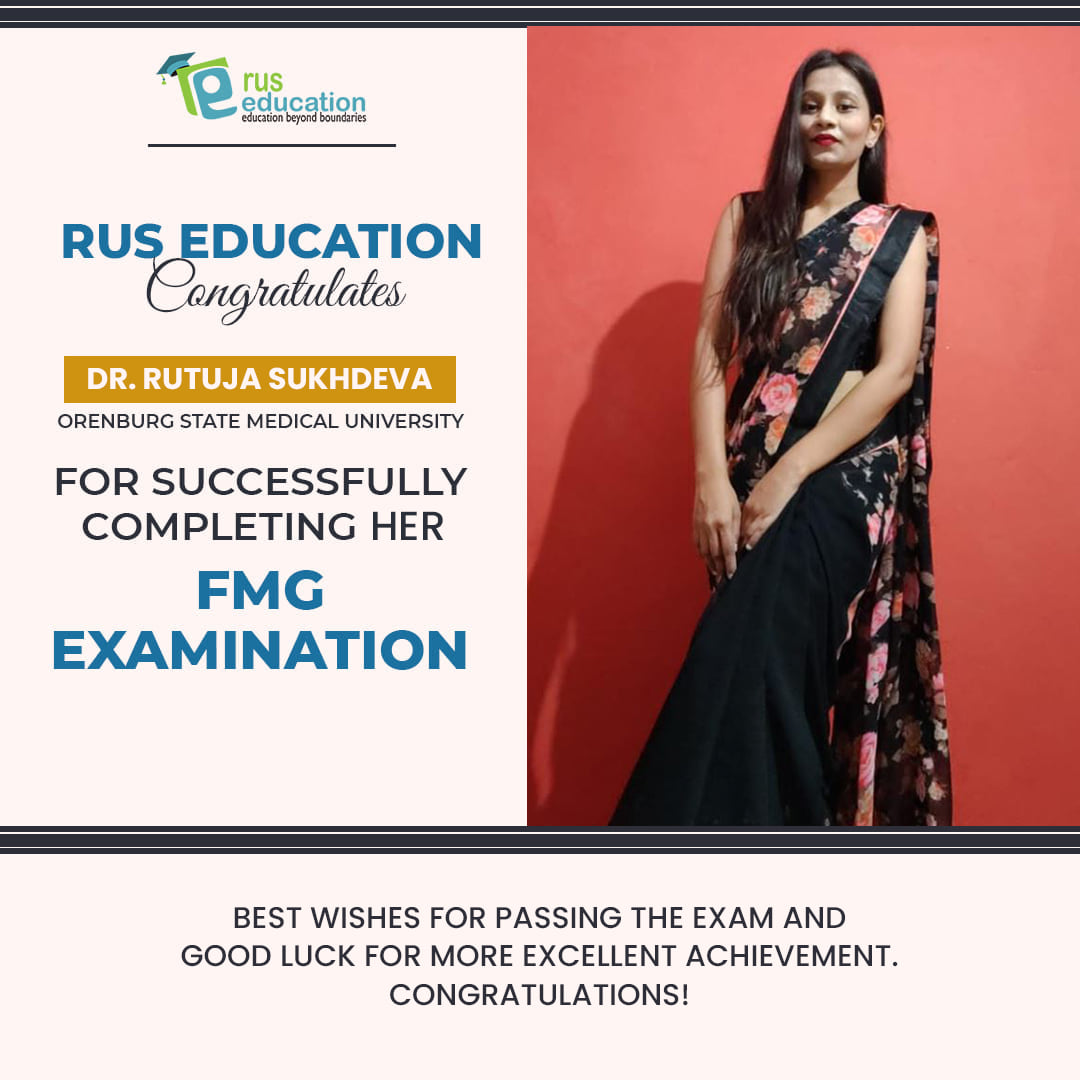 Rus Education - FMGE Spotlight: Dr. Rutuja Sukhdeva This is a great ...