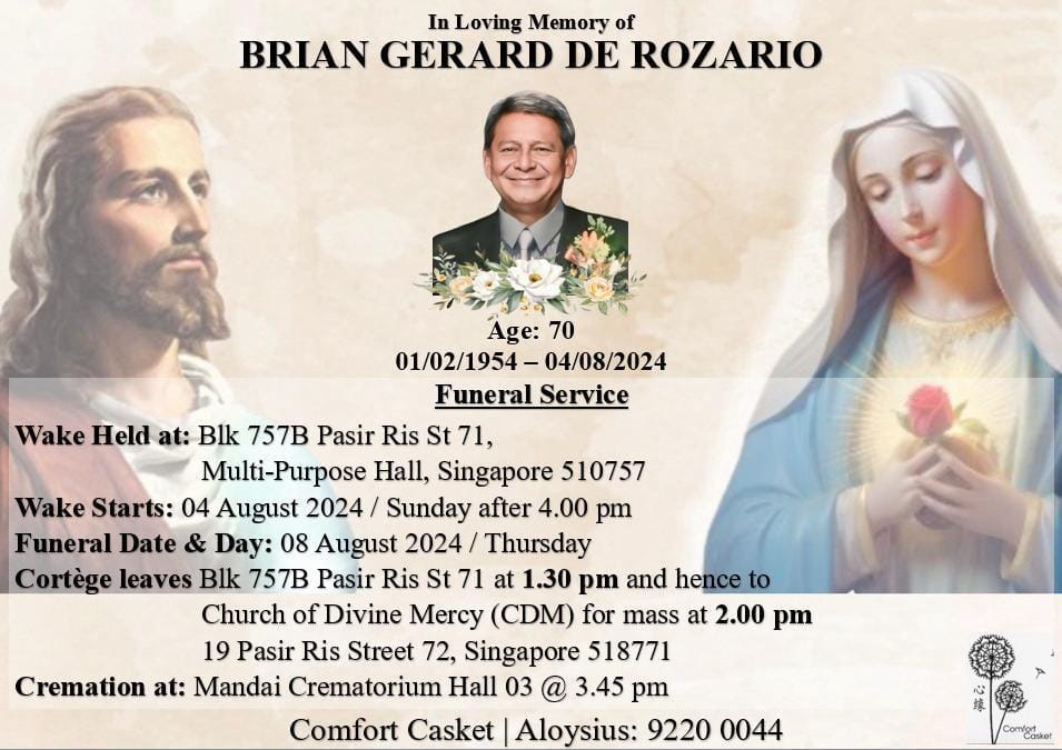 Eurasian - Very sad to announce the passing of Brian de Rozario. We ...