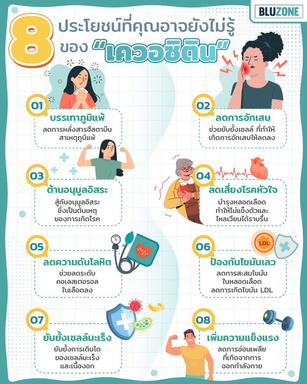 Bluzone - 8 ประโยชน์ที่คุณอาจยังไม่รู้ของ “เควอซิติน” .... | Facebook