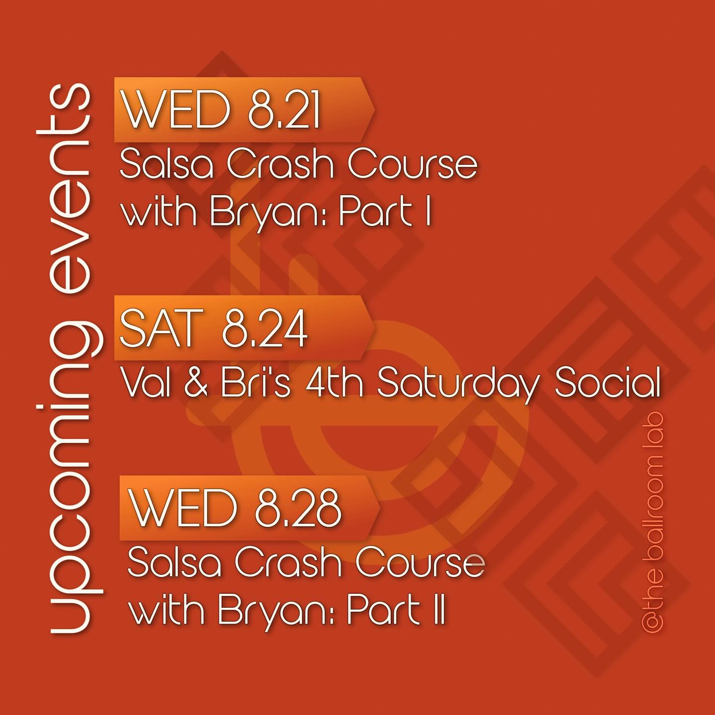Upcoming Events @theballroomlab 🧡... - the ballroom lab