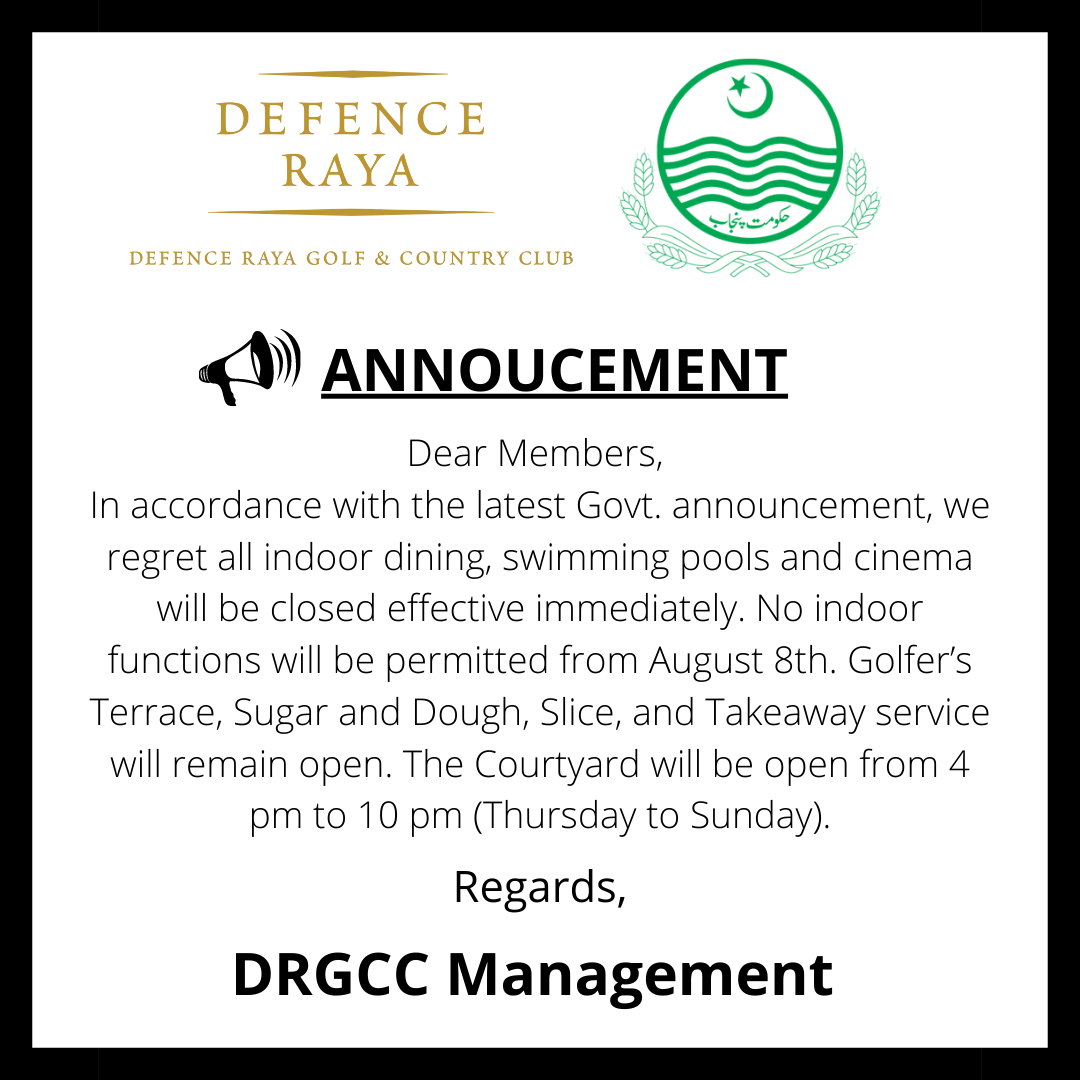 Dear Members, In... - Defence Raya Golf & Country Club