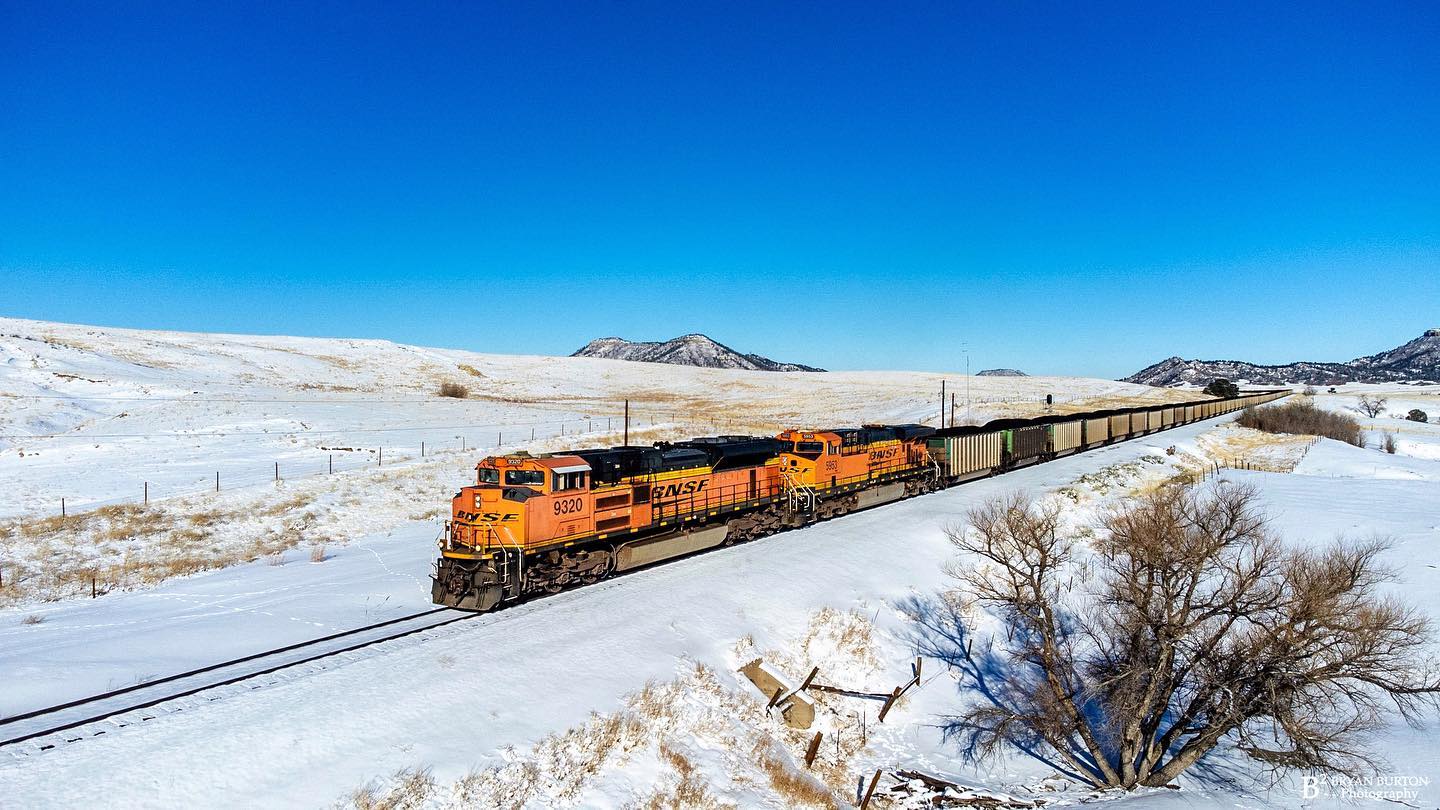 Bryan - BNSF 9320 leads a coal train at Greenland, CO. 2/22 | Facebook