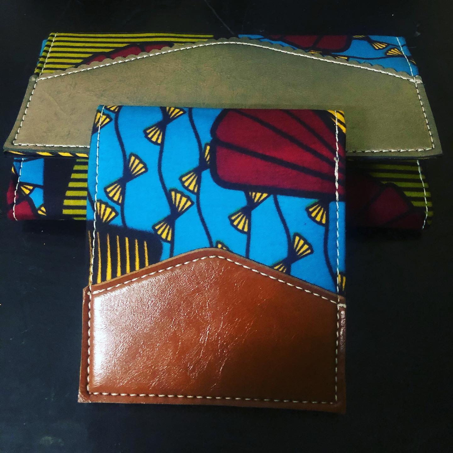 Portefeuille Pochette Femme En Wax Rouge - Motif Belle - Neuf Sans Étiquette