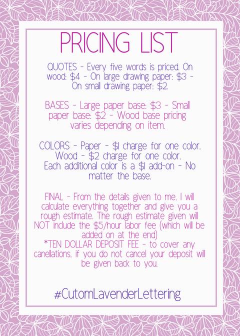 Here is our official pricing... - Custom Lavender Lettering | Facebook