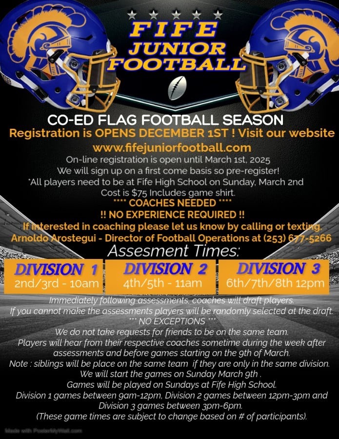 🏈 CO-ED Flag Football Season is Here!🏈... - Fife Jr Football
