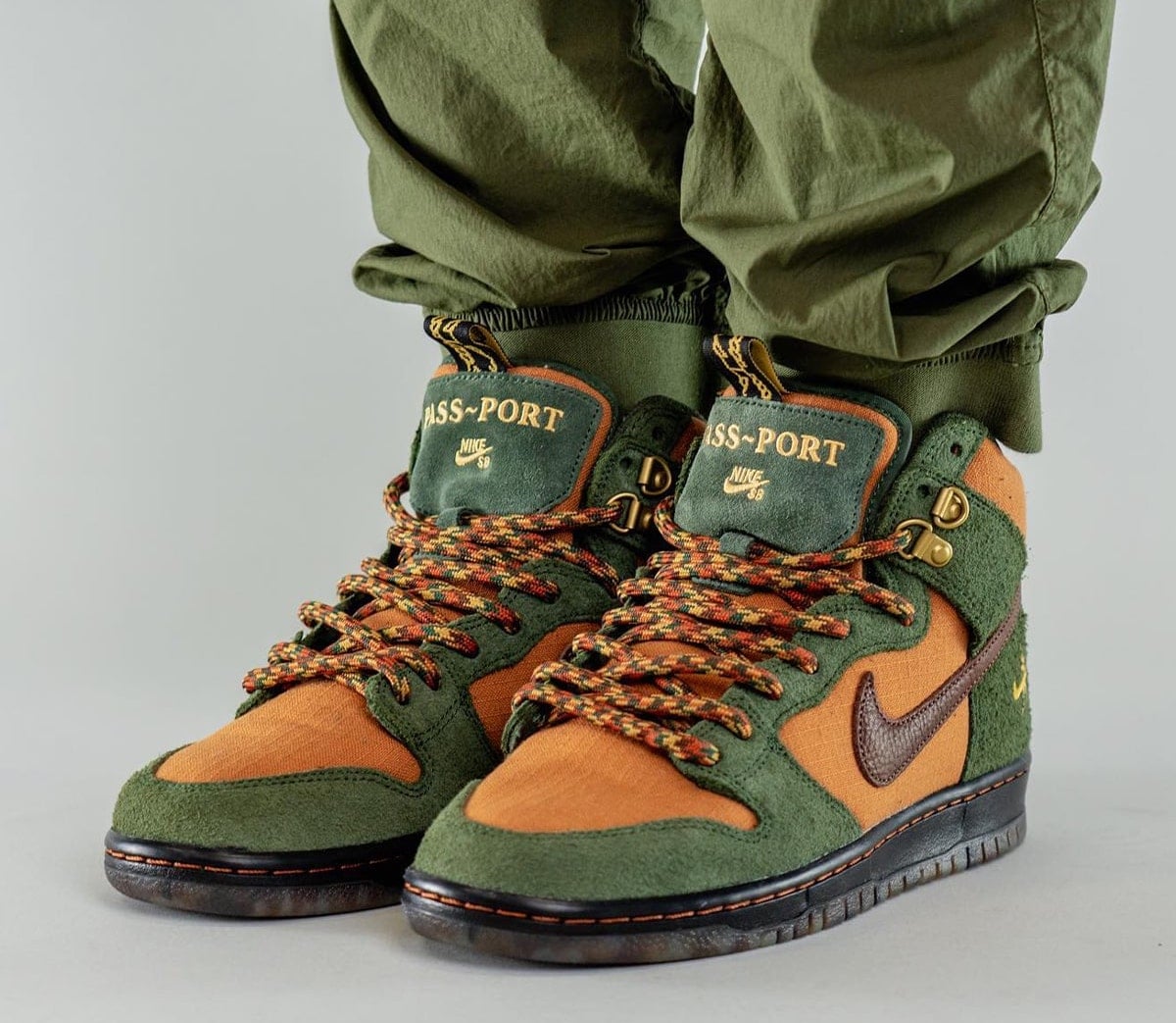 On-Feet Photos of the Pass~Port x Nike SB Dunk High “Workboot 