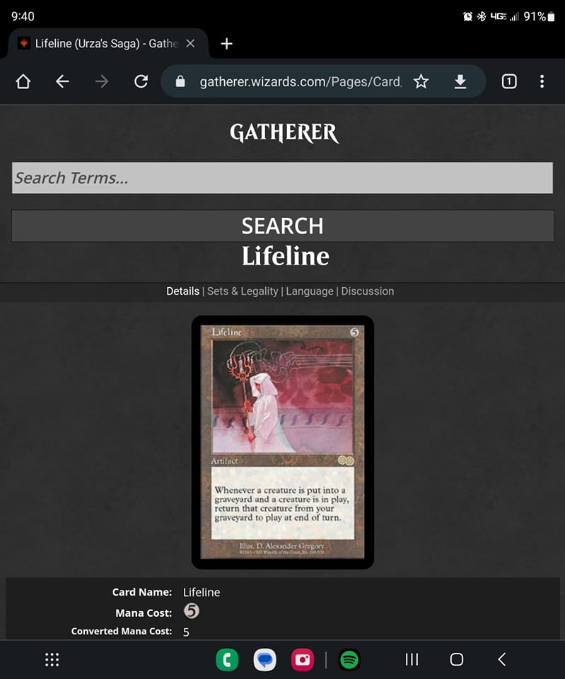 Does Lifeline bring back a previously manifested creature card?