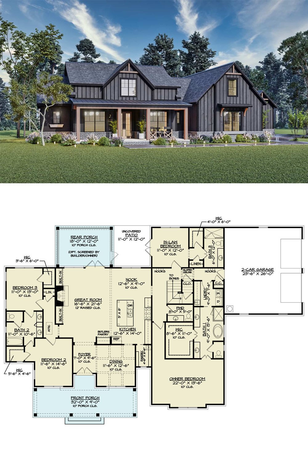 High Ranch House Plans With Porches Silverbell Ranch Modern Farmhouse