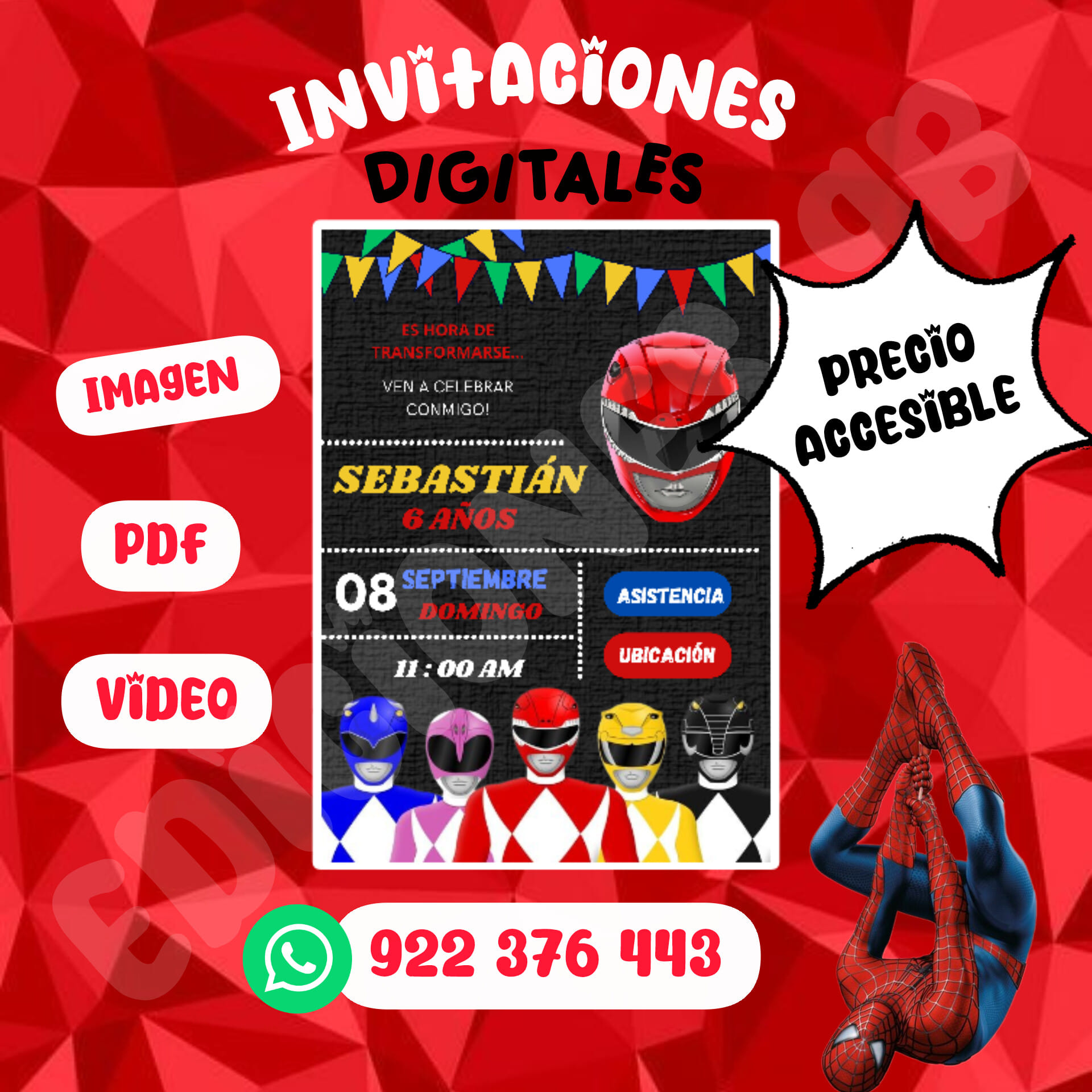 Ediciones_gb - Invitación de Power Ranger🖤 ️