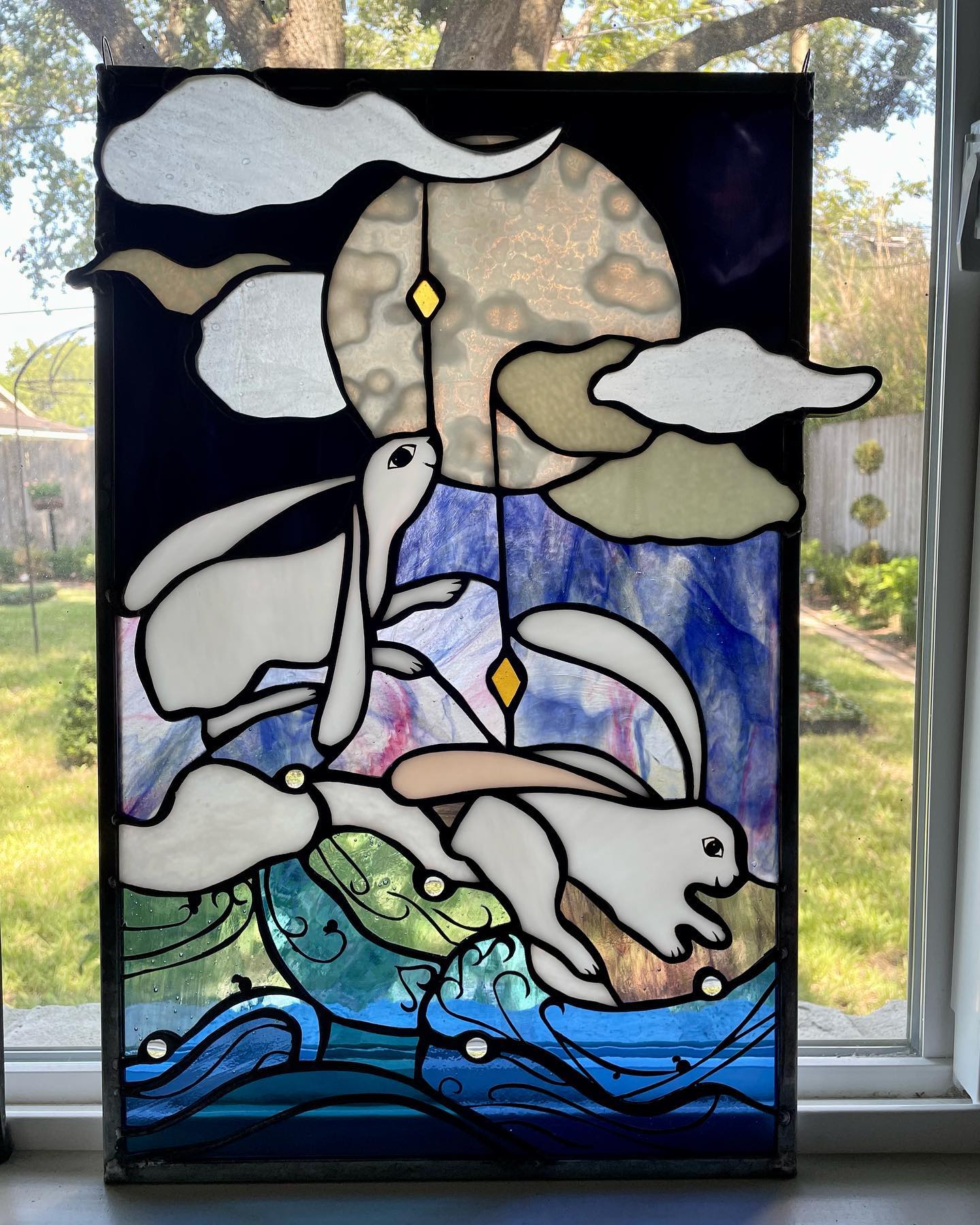 Toad Hall Glass - The finished “Rabbit on the Moon”. The... | Facebook