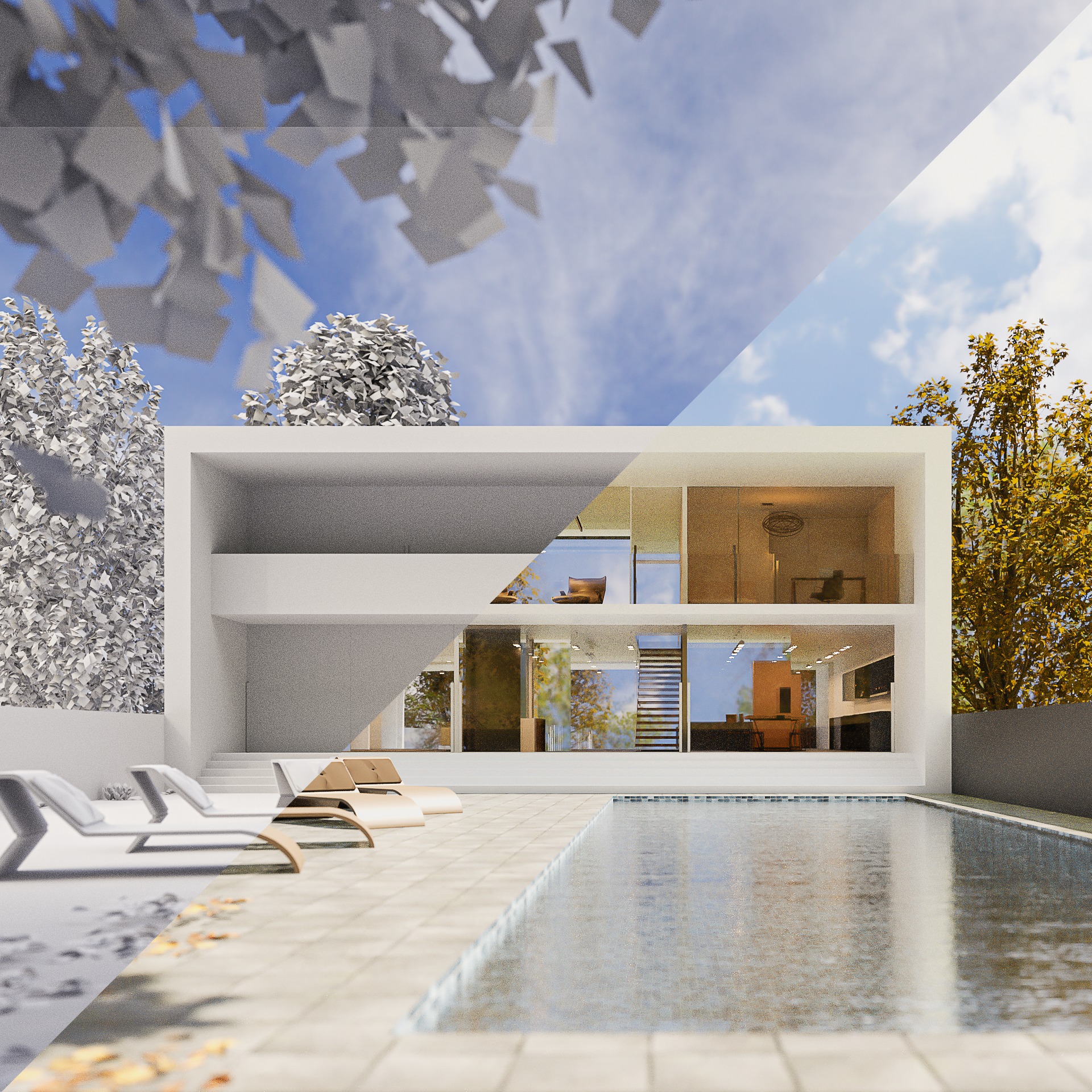 Minimalist villa with a pool... - Rock Inversion Studio