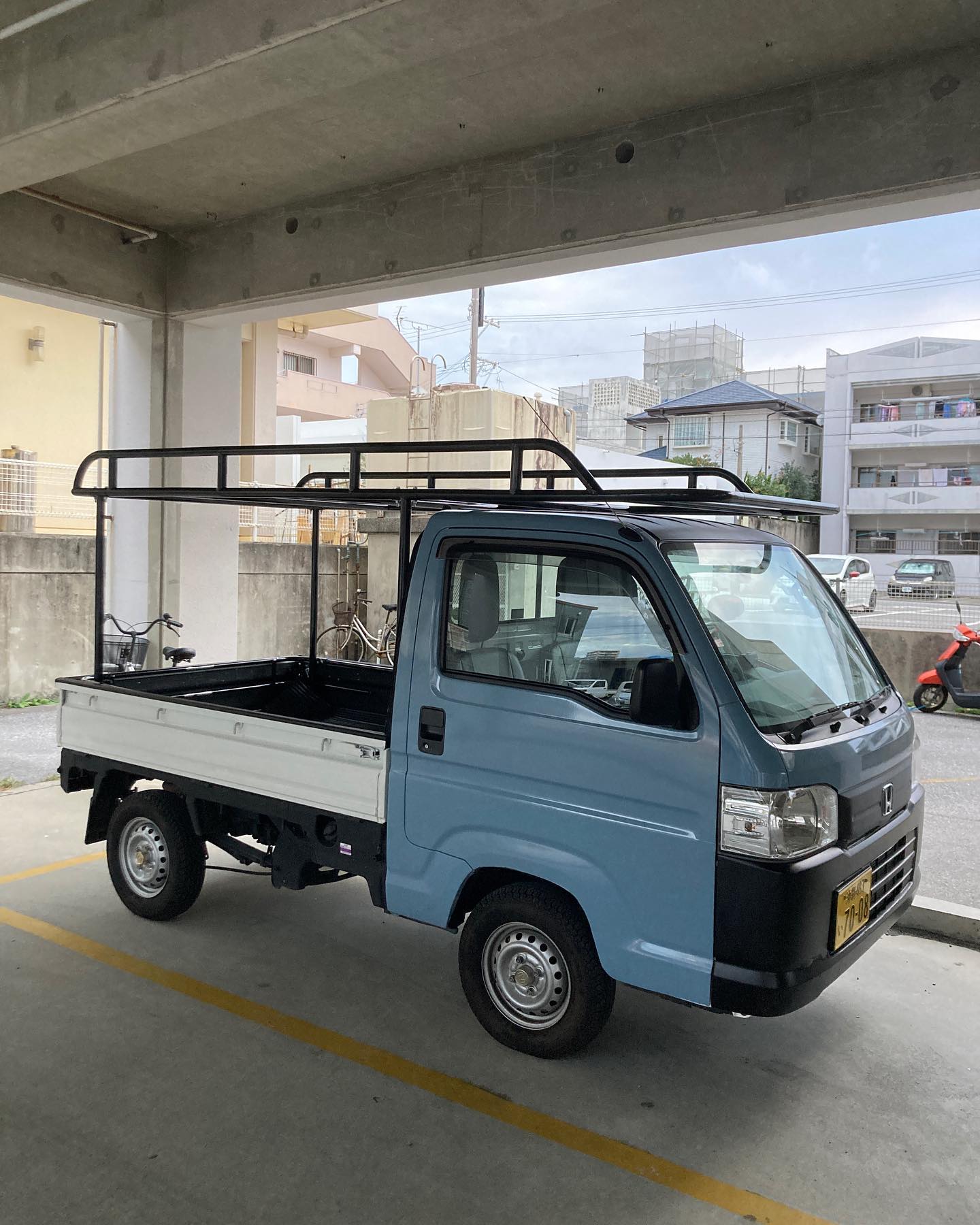 自作ハードカーゴキャリア風 社用軽トラに取付ました！ 上に4×8載り 