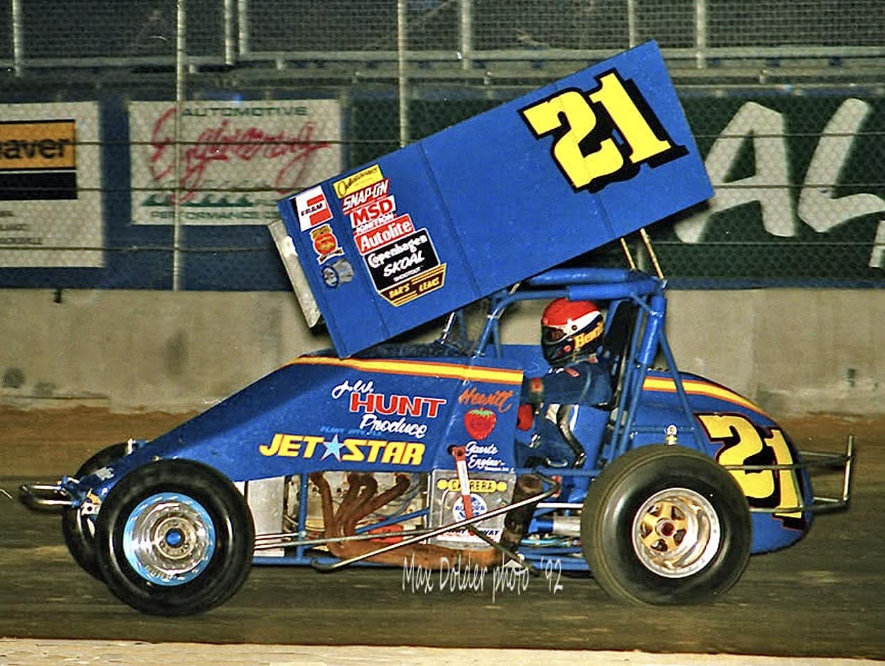Turn - Jack Hewitt competing in a 1992 World of Outlaws event at the ...