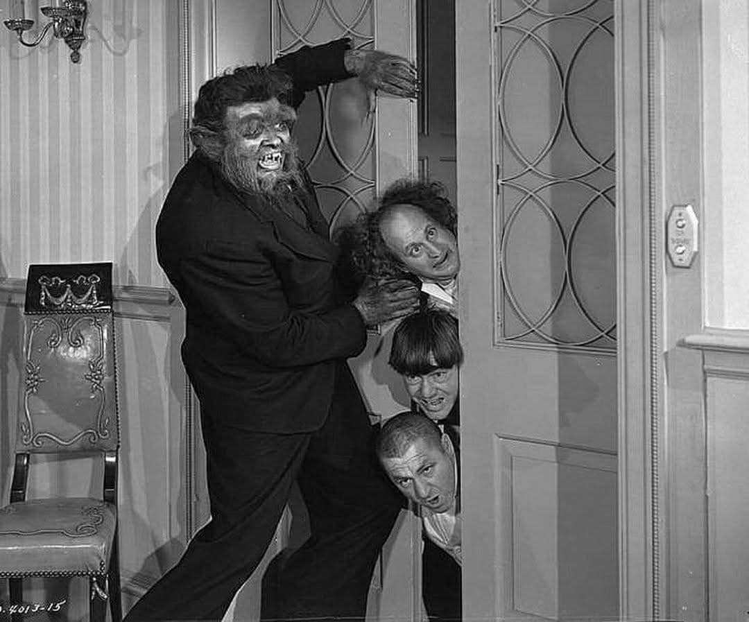 Three Stooges meet a wolfman in Idle Roomers