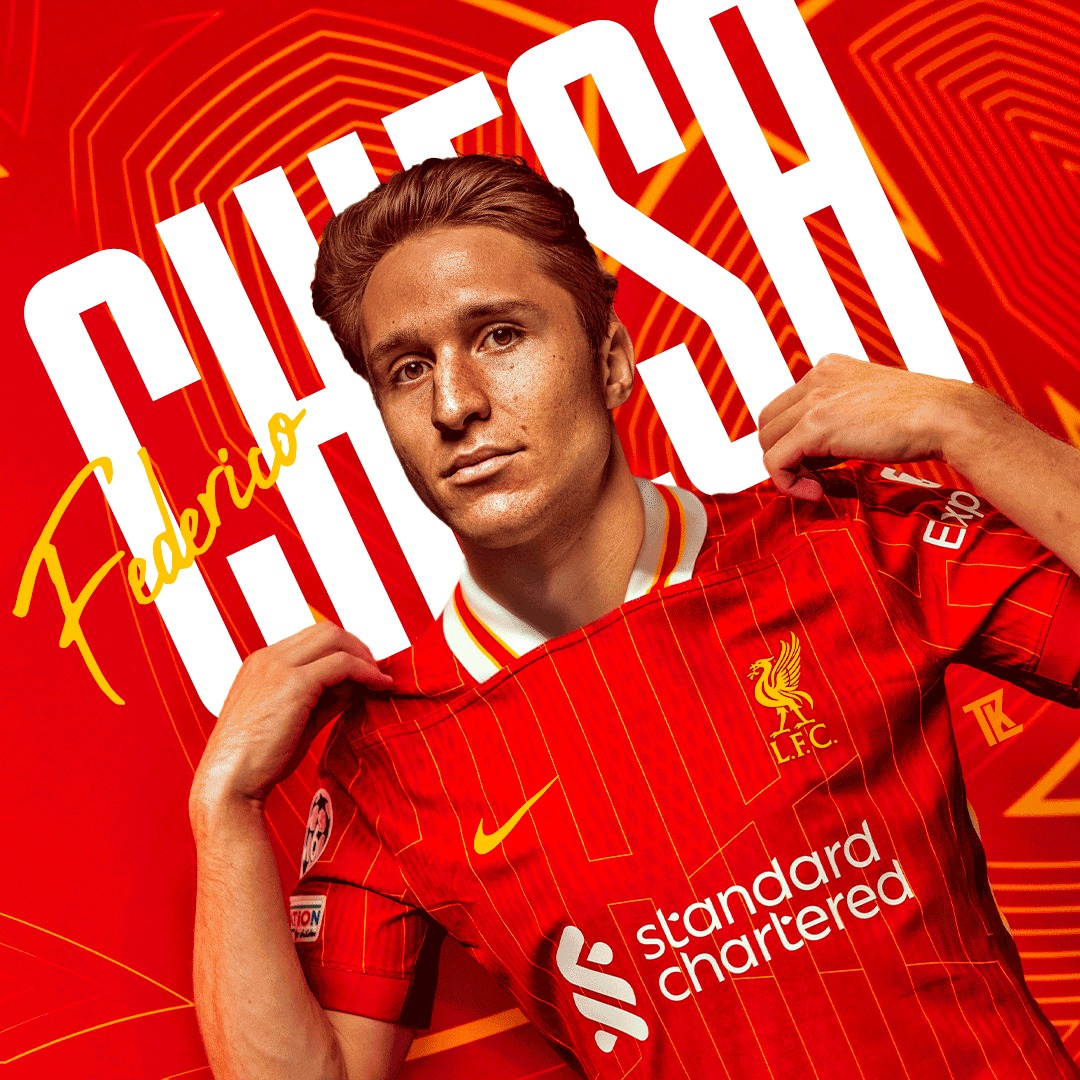 Federico Chiesa will wear the number 14 shirt for Liverpool. (📸 @LFC)