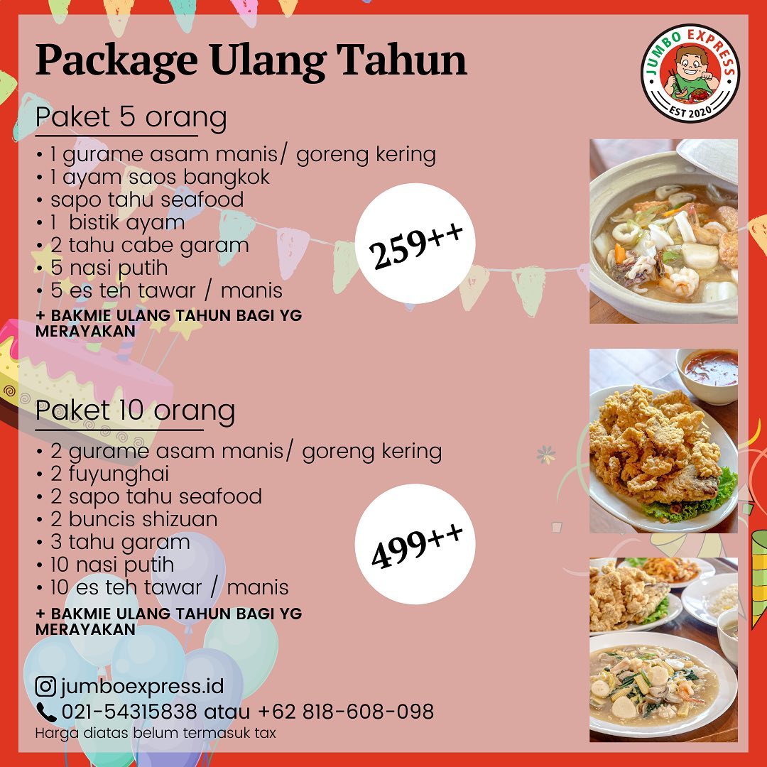 jumboexpress.id - Menu paket ultah yang bisa kamu pesan... | Facebook