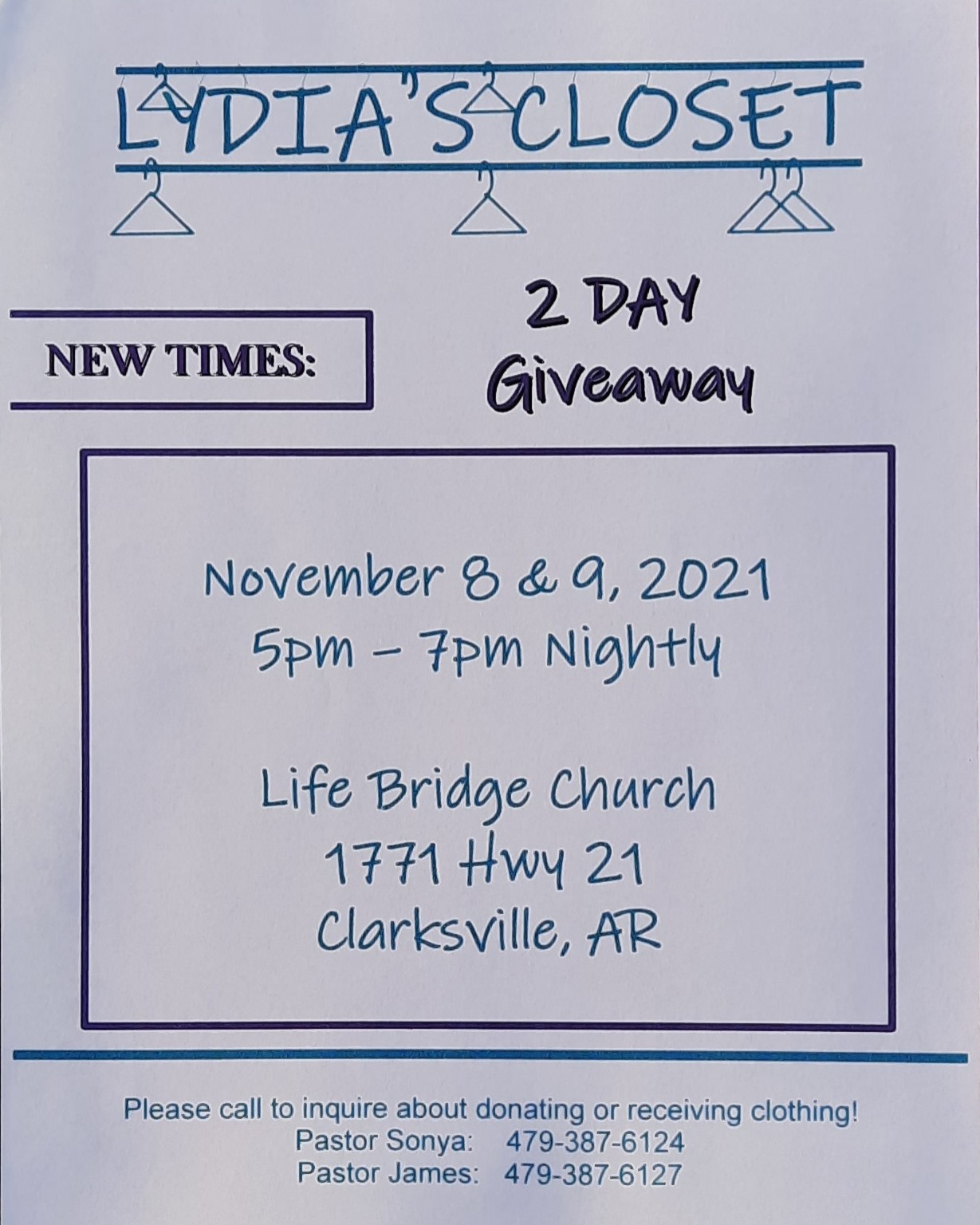 FREE Clothes! 5PM - 7PM TONIGHT‼️ Life Bridge located at 1771 Hwy