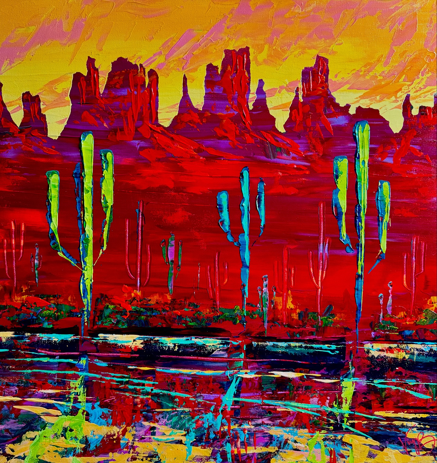 I just varnished this expressive American desert landscape