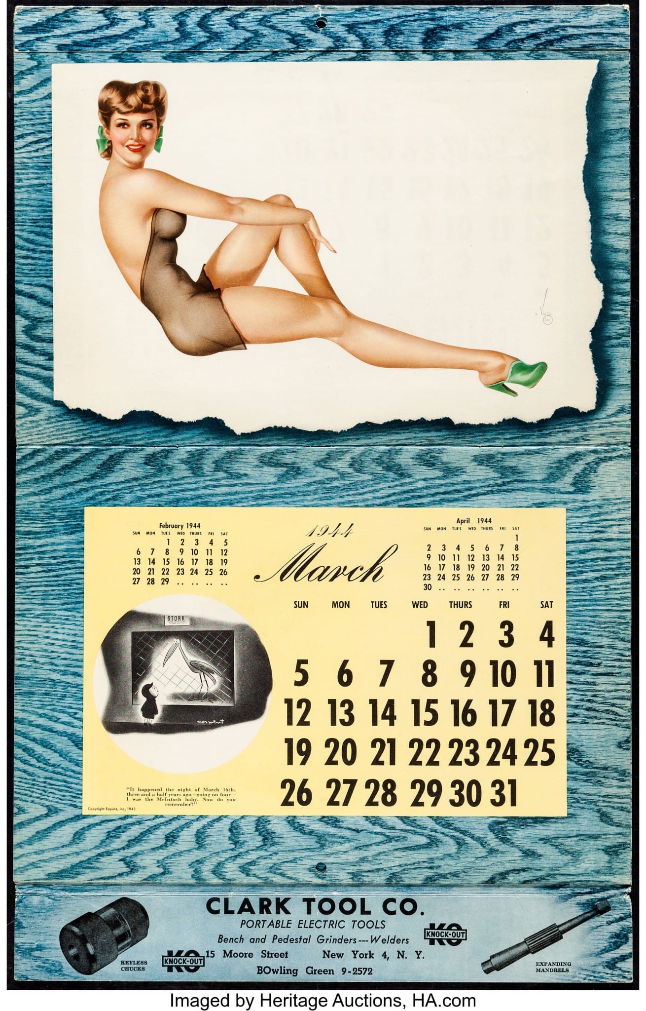 1945 “Varga” Girl Esquire calendar featuring pinup girl artwork by