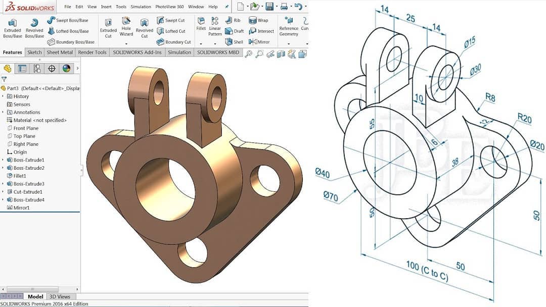 solid_designs_ - This is a 3D design of a part. Its easier to design on ...