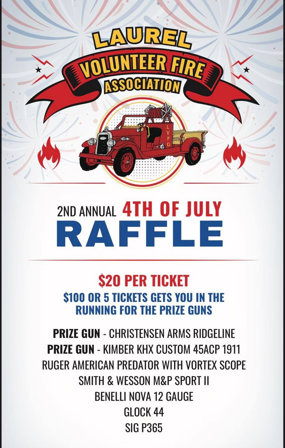 Laurel Volunteer Fire Department - We will be selling our raffle ...