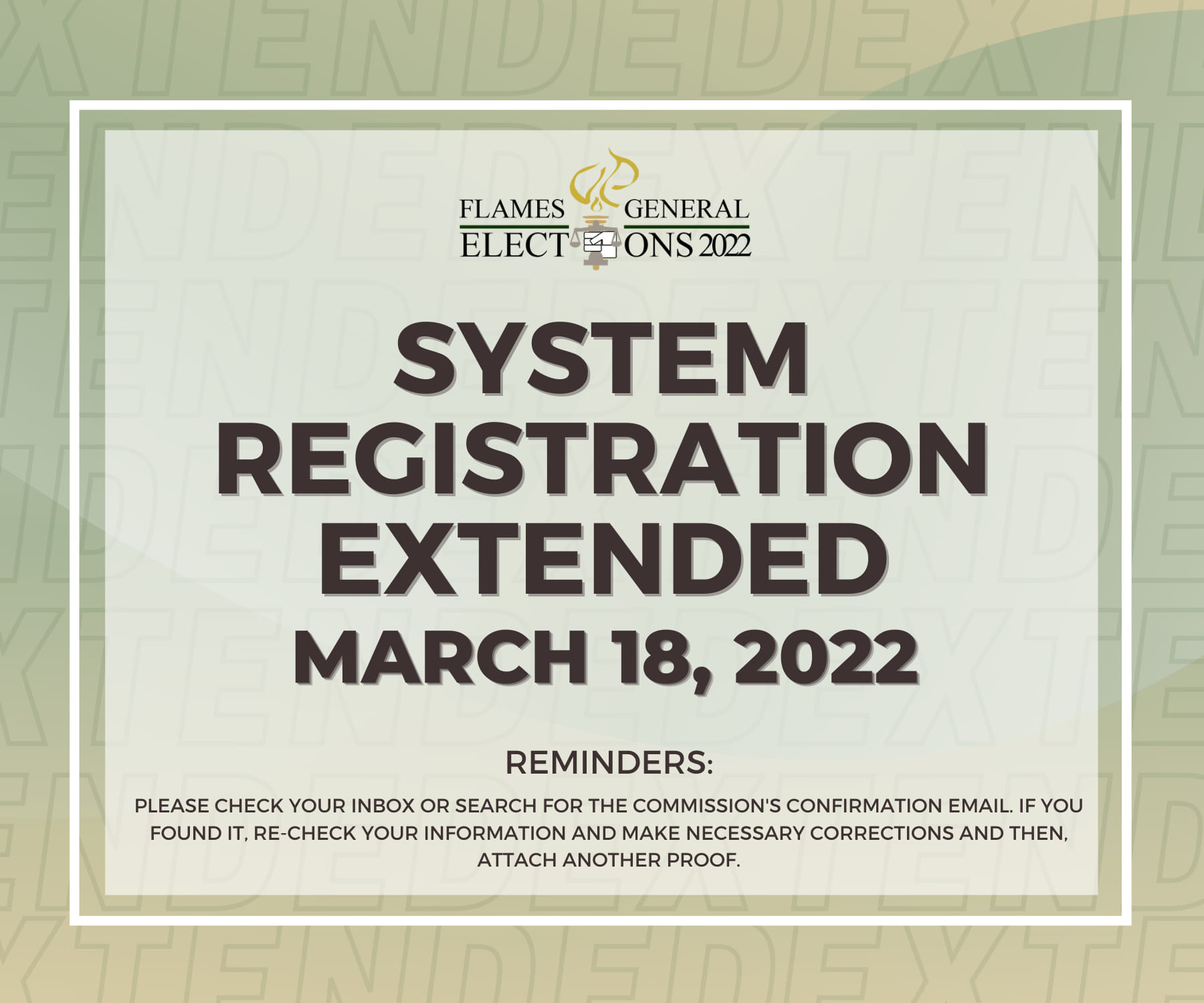 SYSTEM REGISTRATION EXTENDED! 2 MORE DAYS TO GO! This will be our last ...