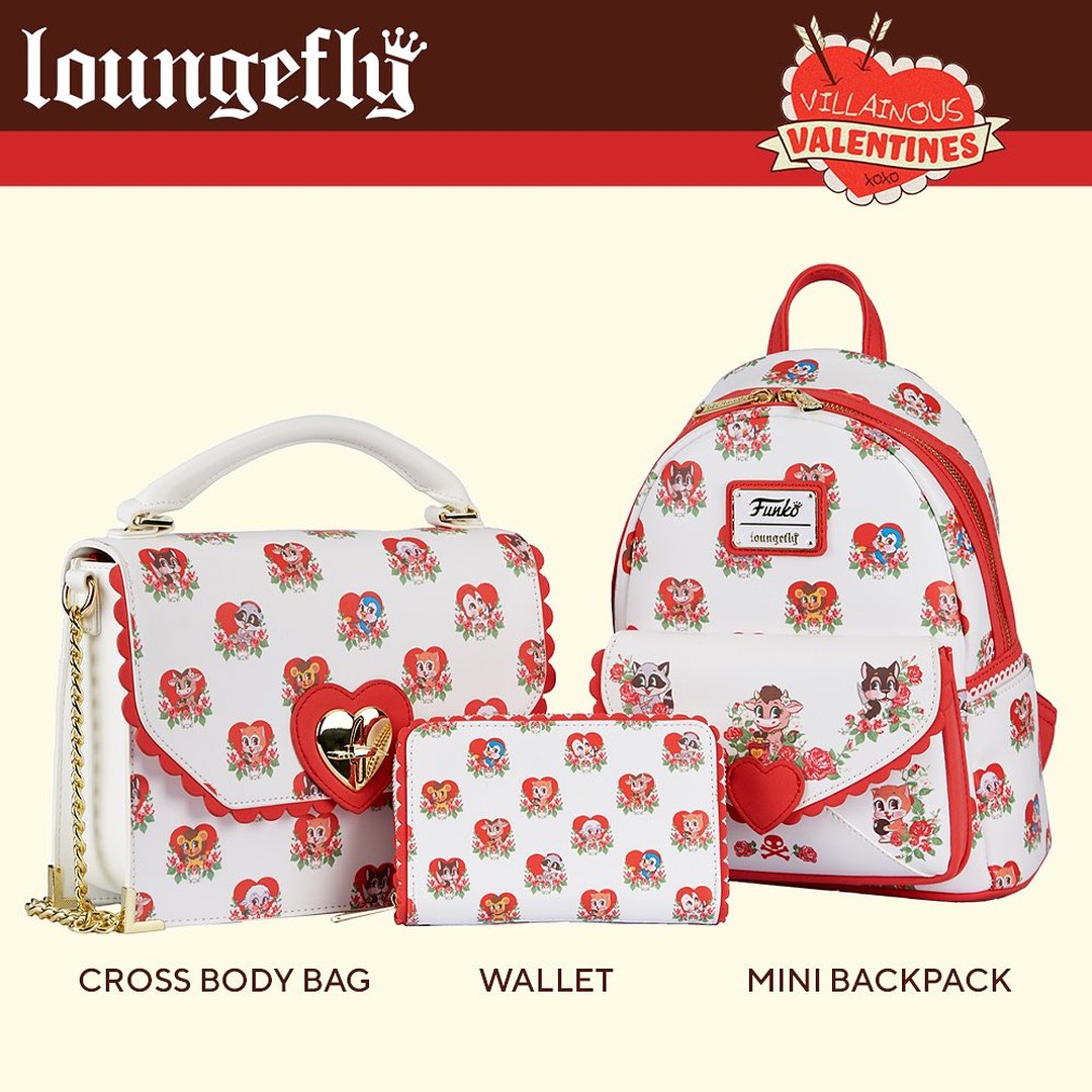 funko by loungefly villainous valentines mini backpack Crossbody Bag innocent faces fool you Loungefly Funko Villainous Valentines Mini