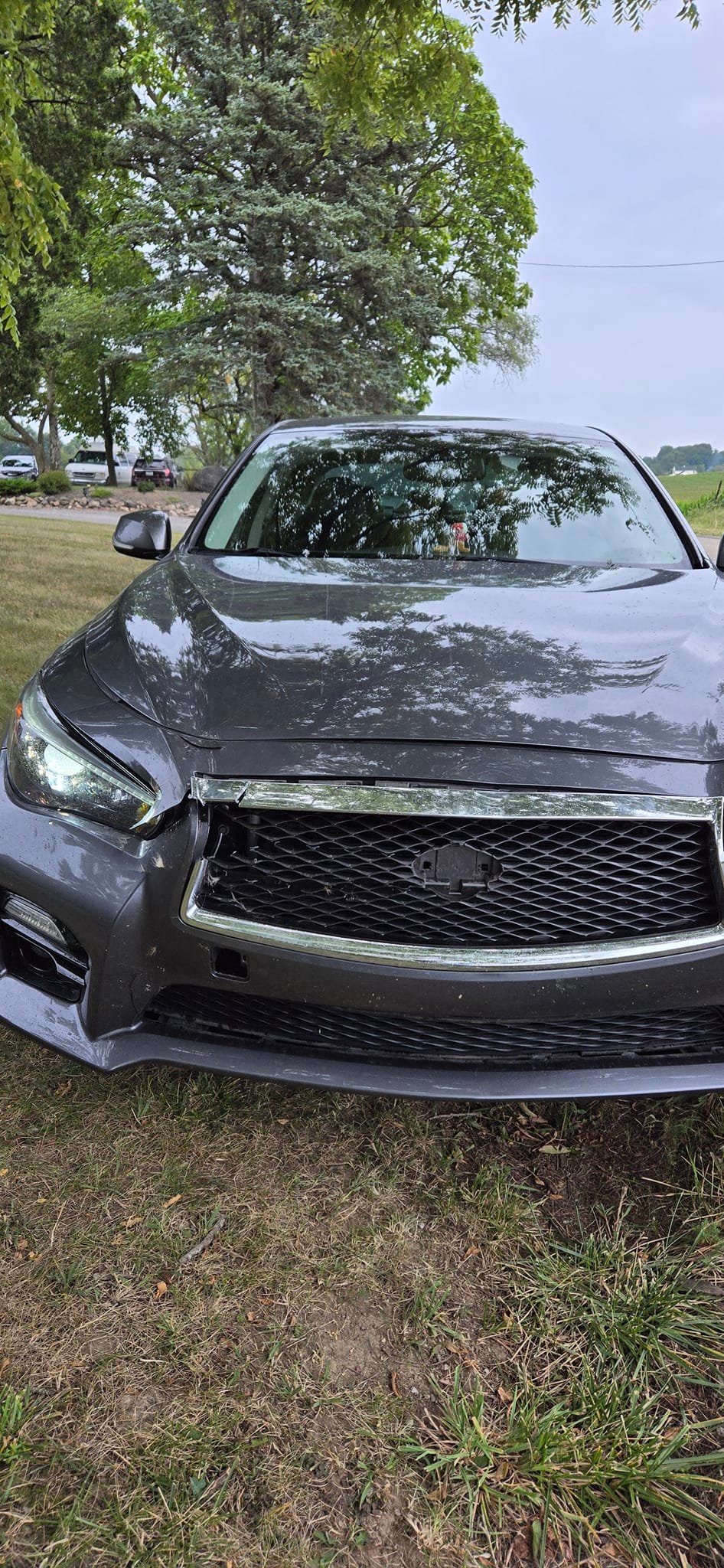 Carbon&Red Look Front Bumper Lp Spoler+ Strut Rods For nfnt Q50