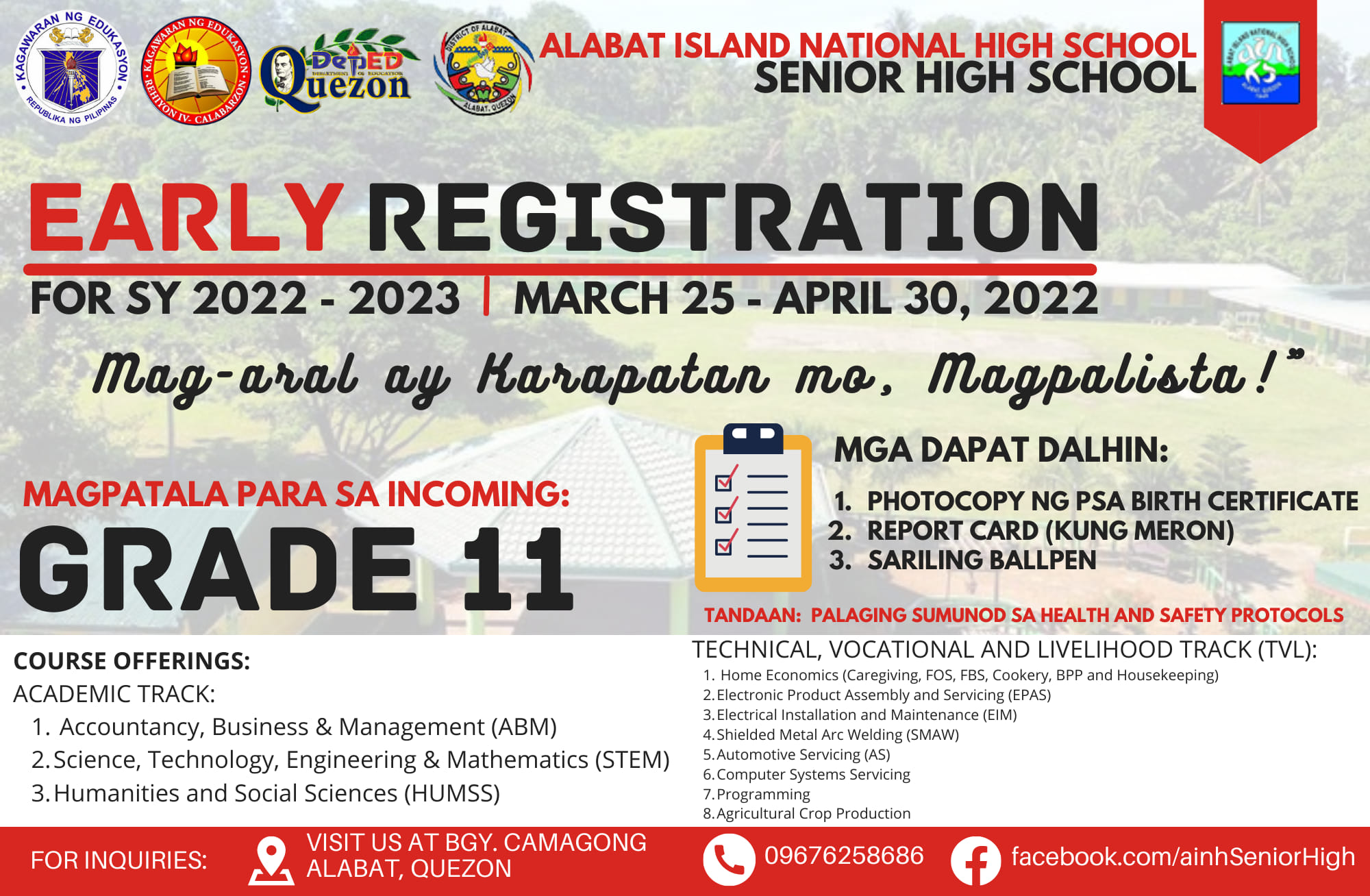 EARLY REGISTRATION FOR SY... - AINHS Senior High School | Facebook