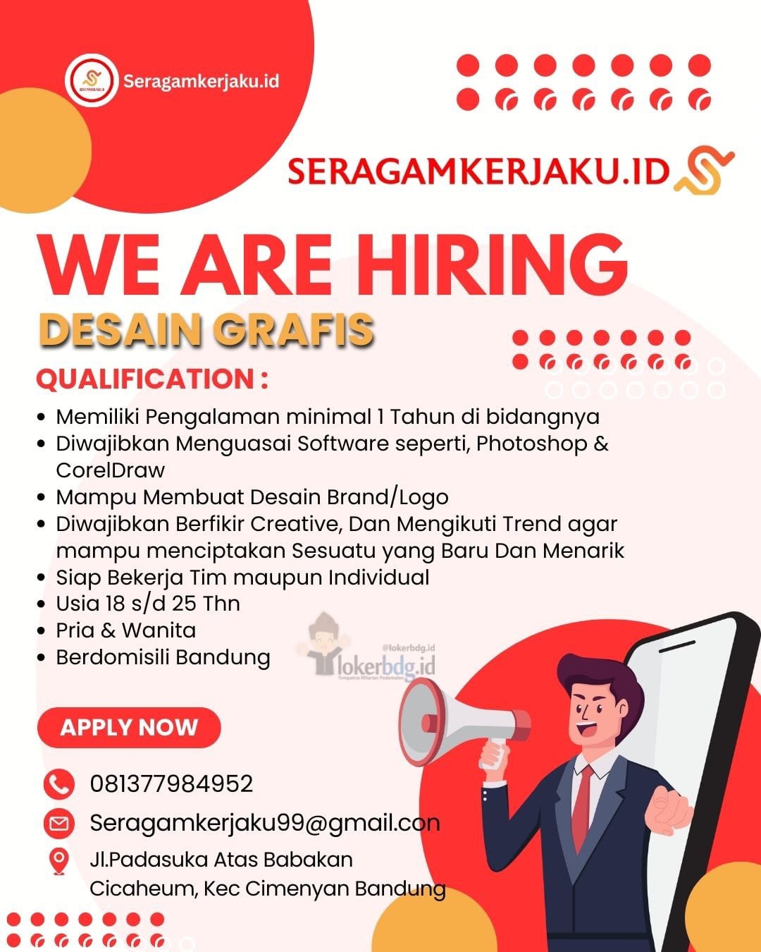 Loker - SERAGAMKERJAKU.ID WE ARE HIRING - DESAIN GRAFIS QUALIFICATION ...