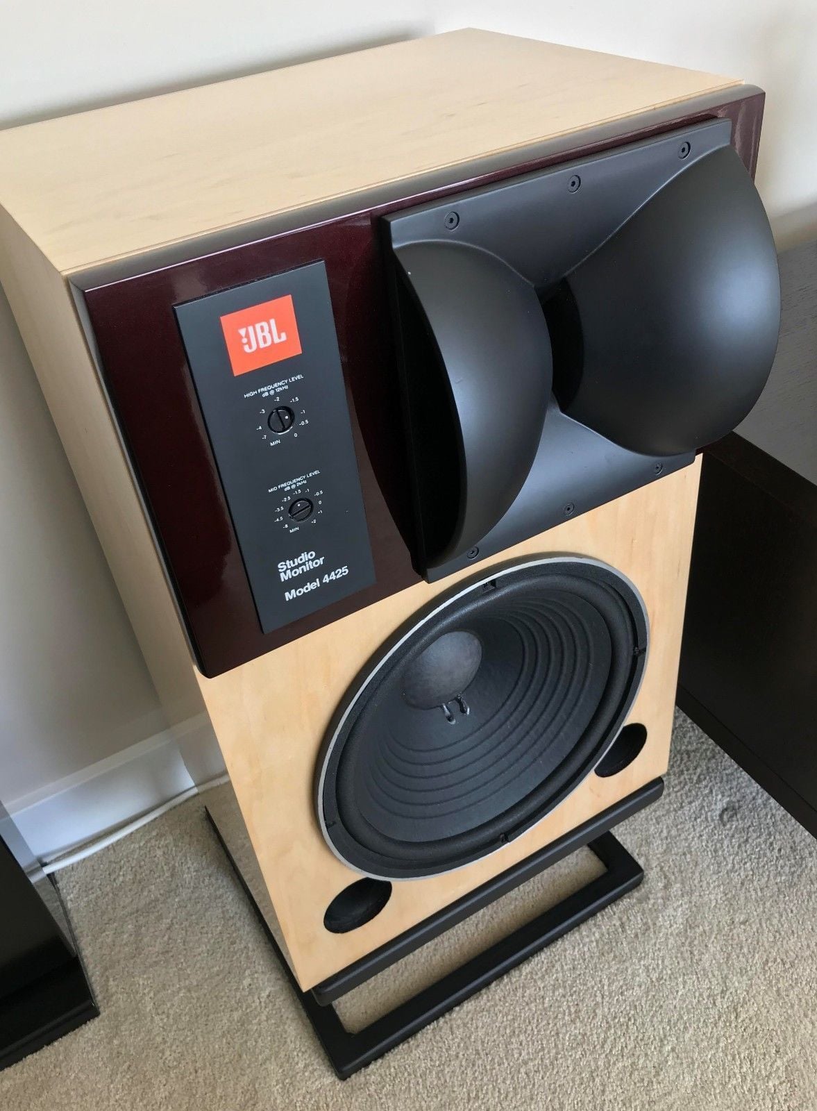 Beautiful JBL 4425 Studio Monitor on bespoke wooden feet.