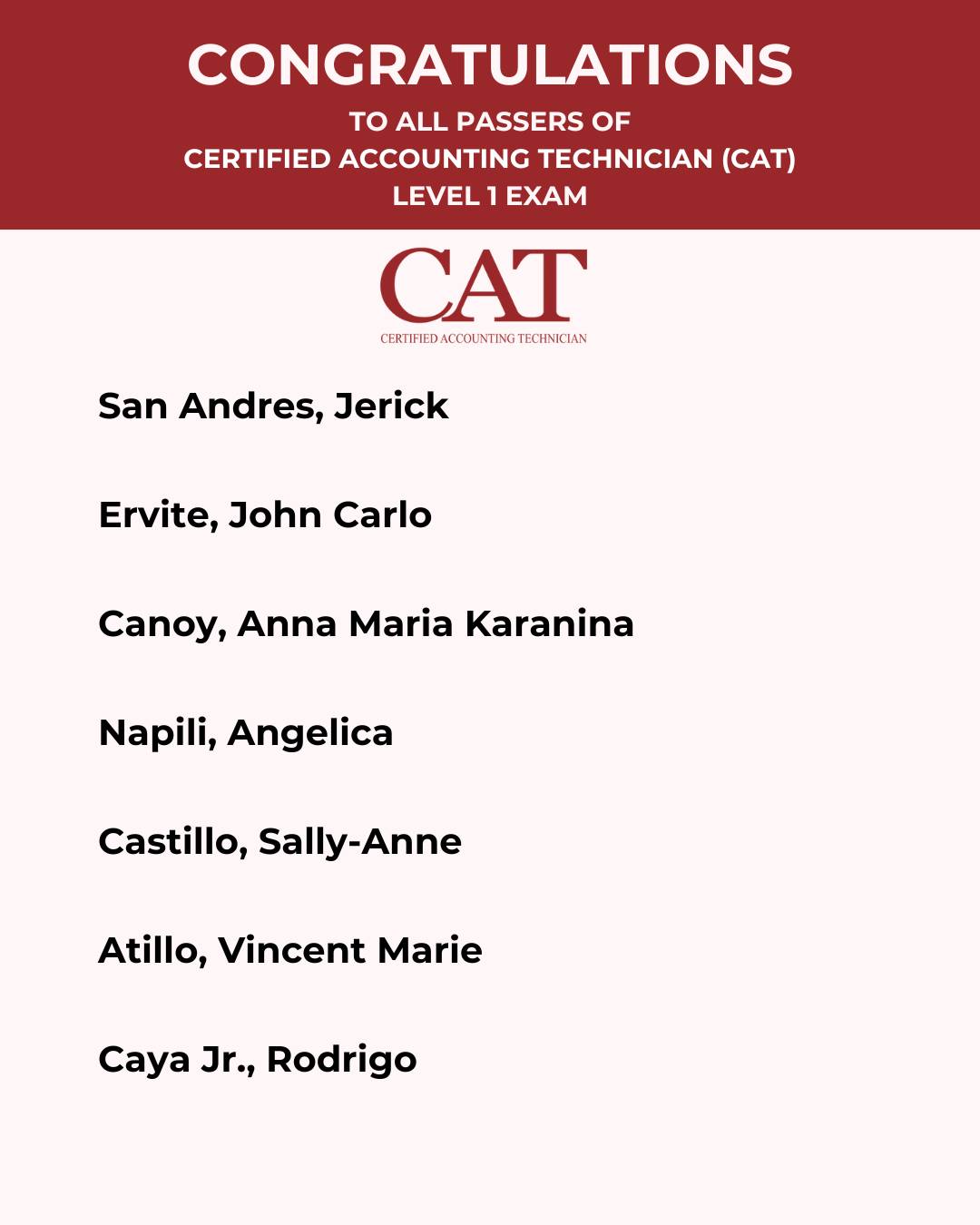 National - Congratulations to all the passers of CAT Level 1 ...